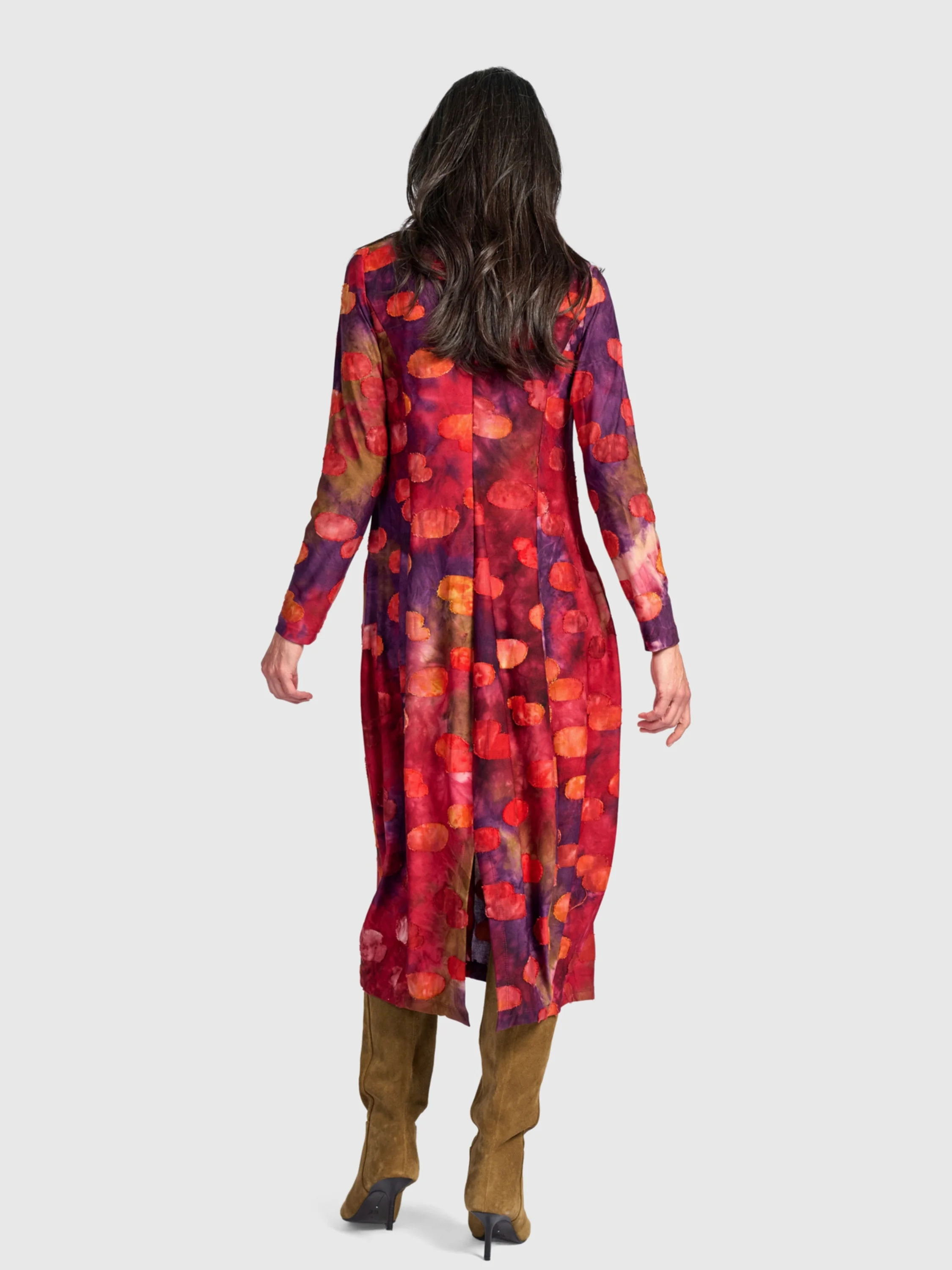 Printed Midi Dress in Berry