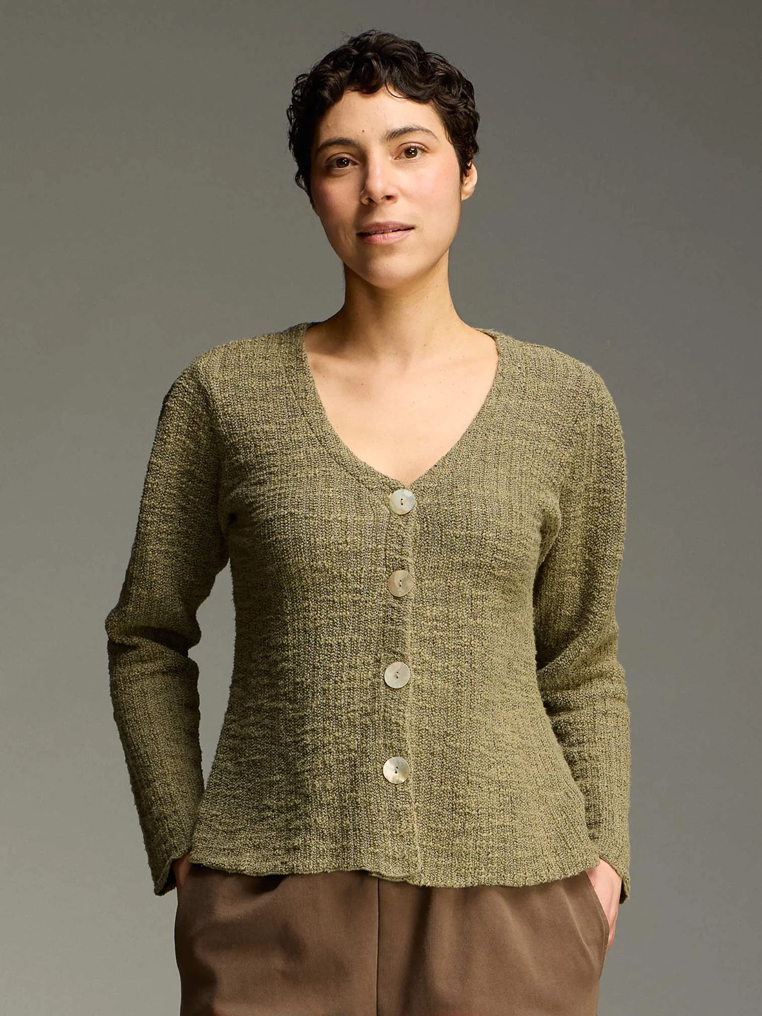 Puff Sleeve Cardi in Kelp