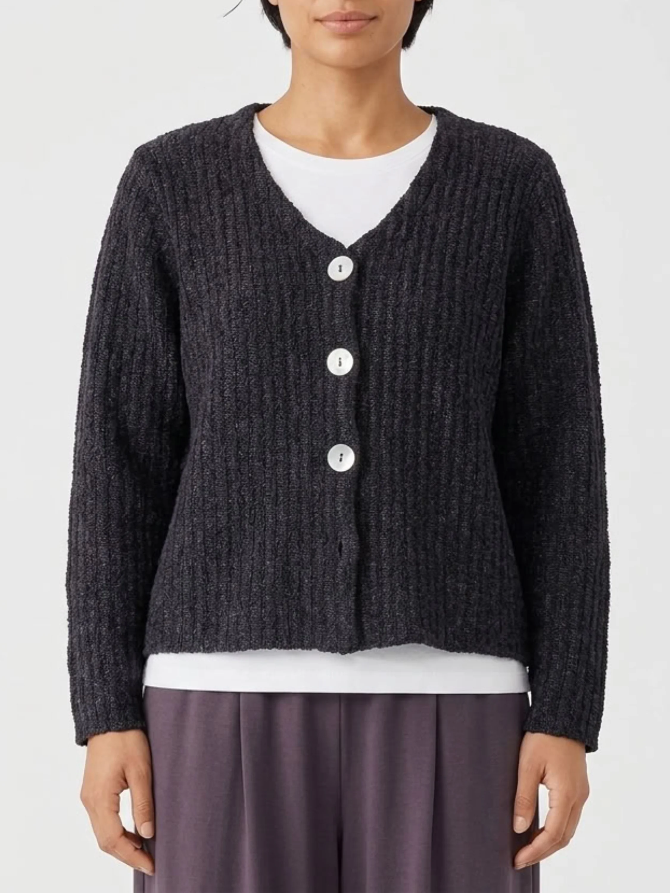 Puff Sleeve Cardi in Black