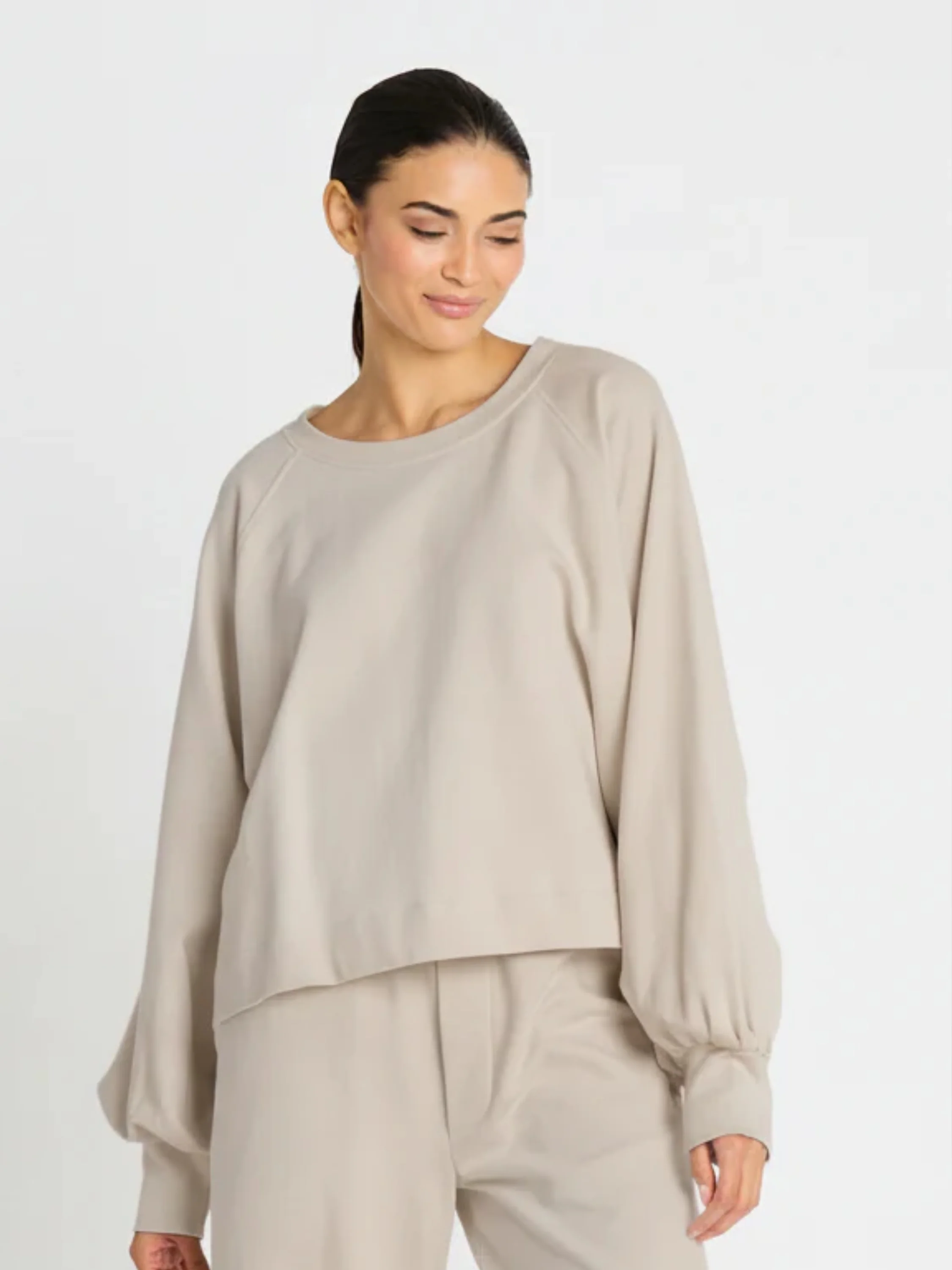 Raglan Sweat Top in Putty
