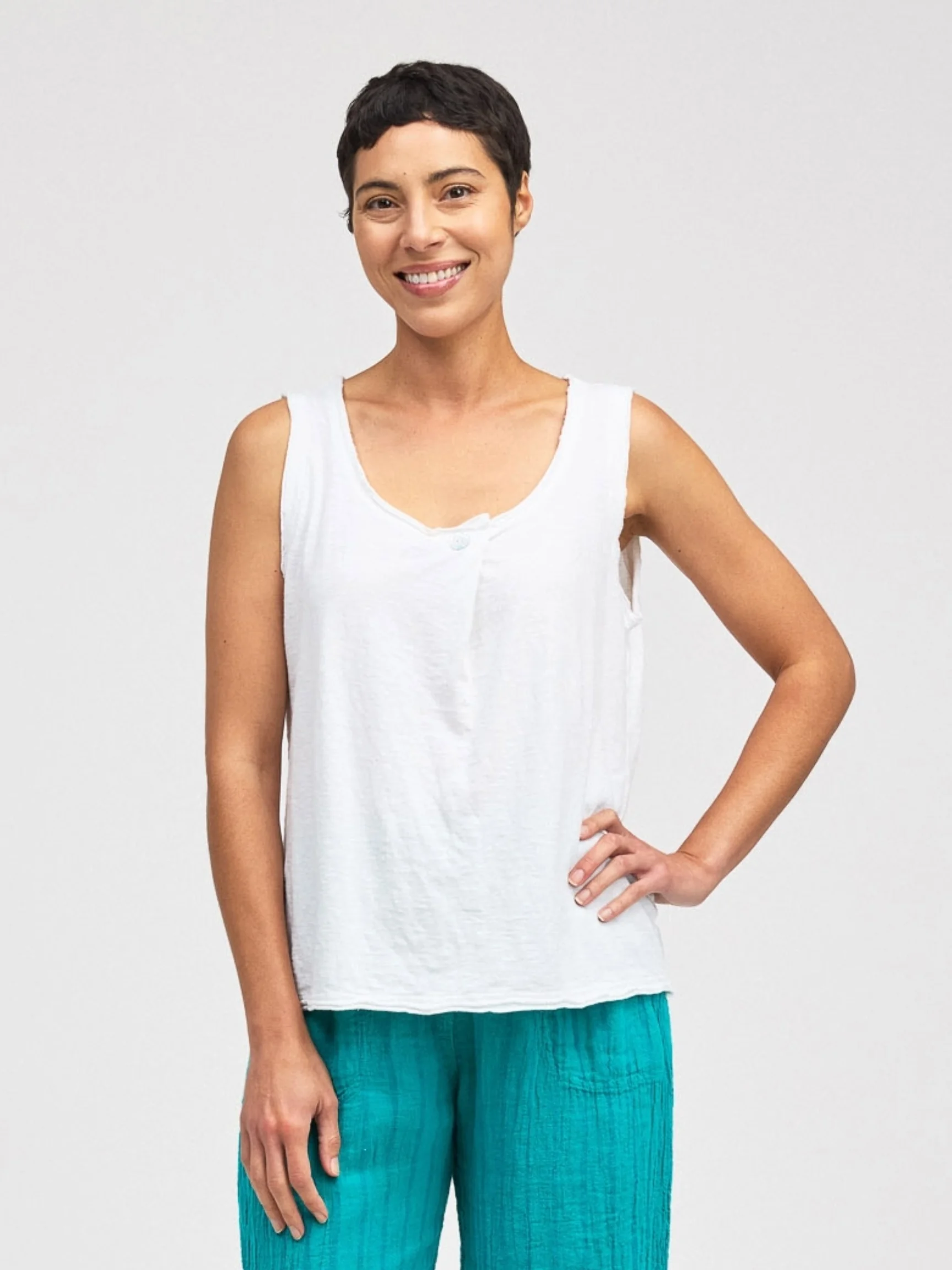 Raw Edge Tank in White