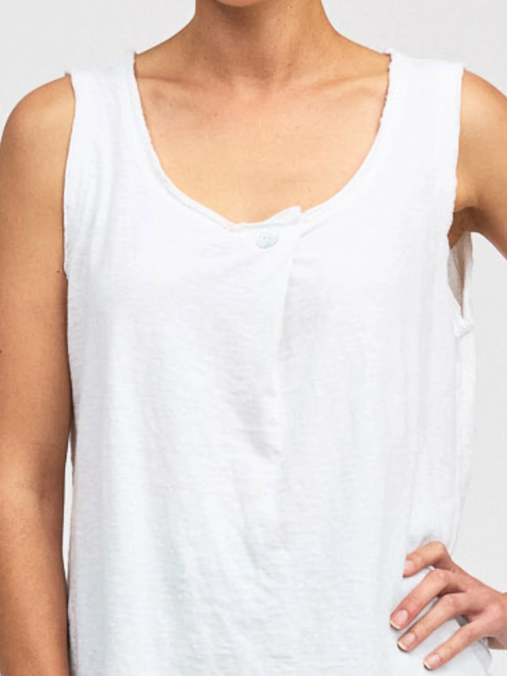 Raw Edge Tank in White