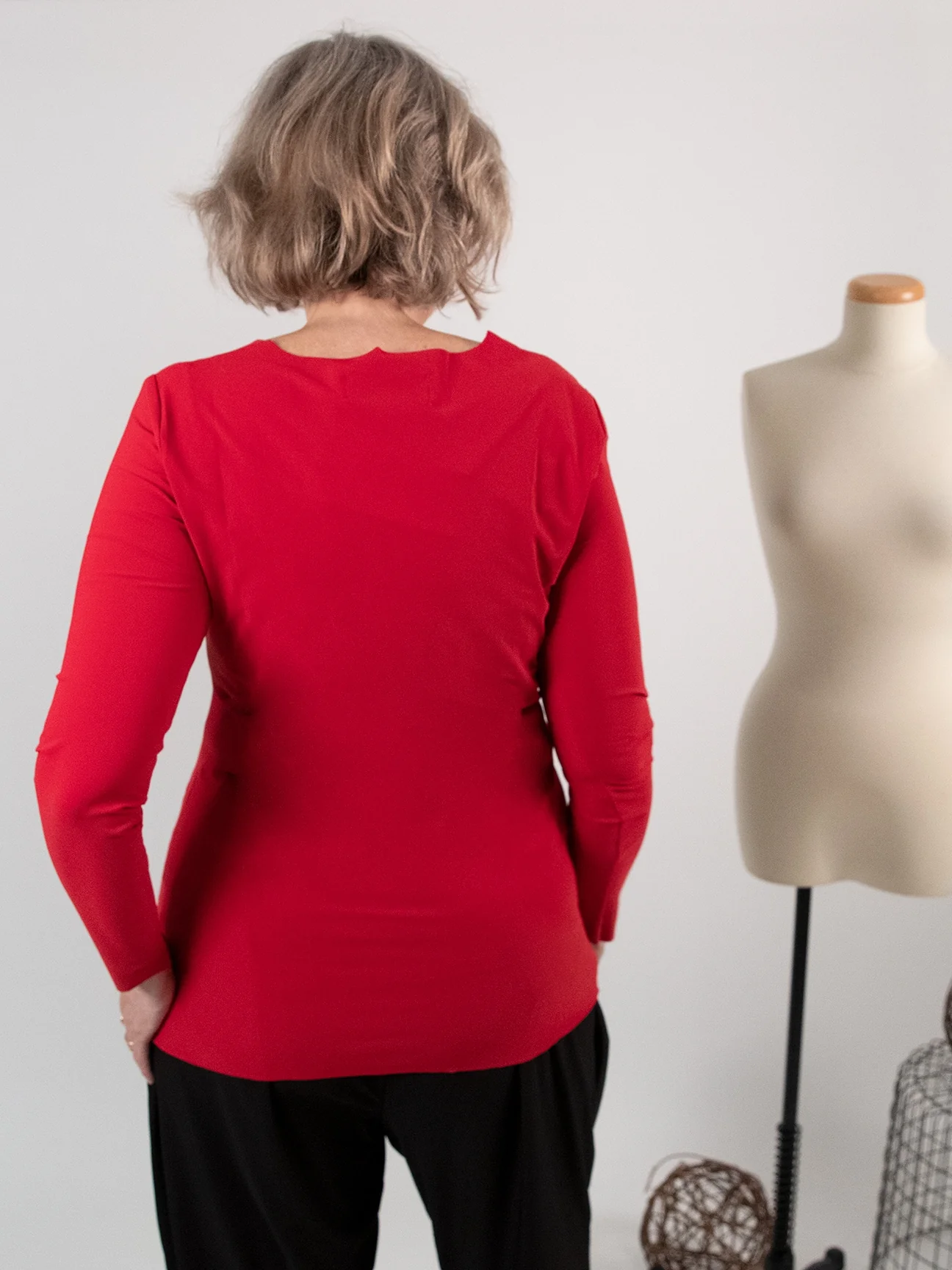 Red Long Sleeve Shirt in Red