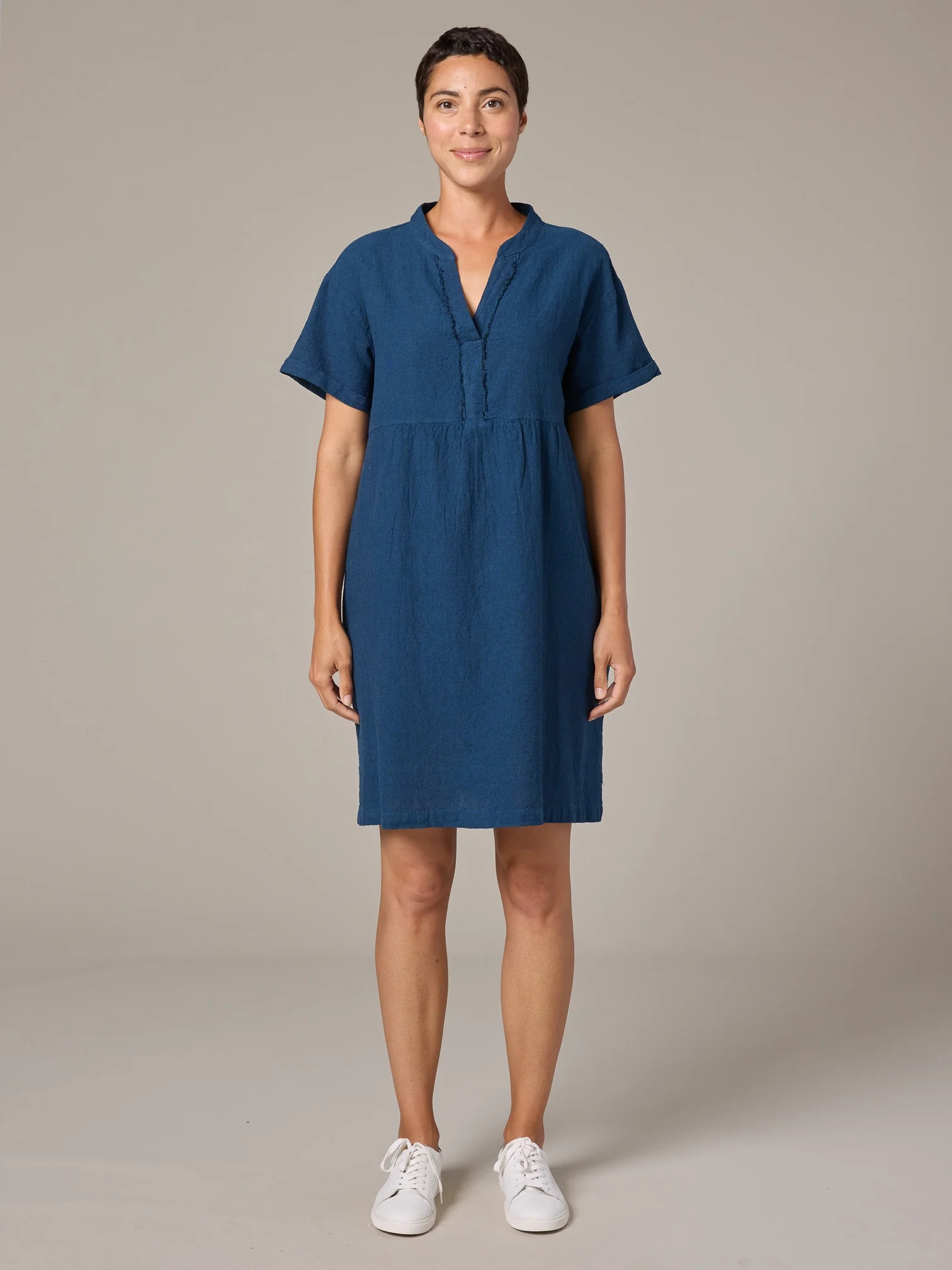 Relaxed Cap Slv Dress in Naval