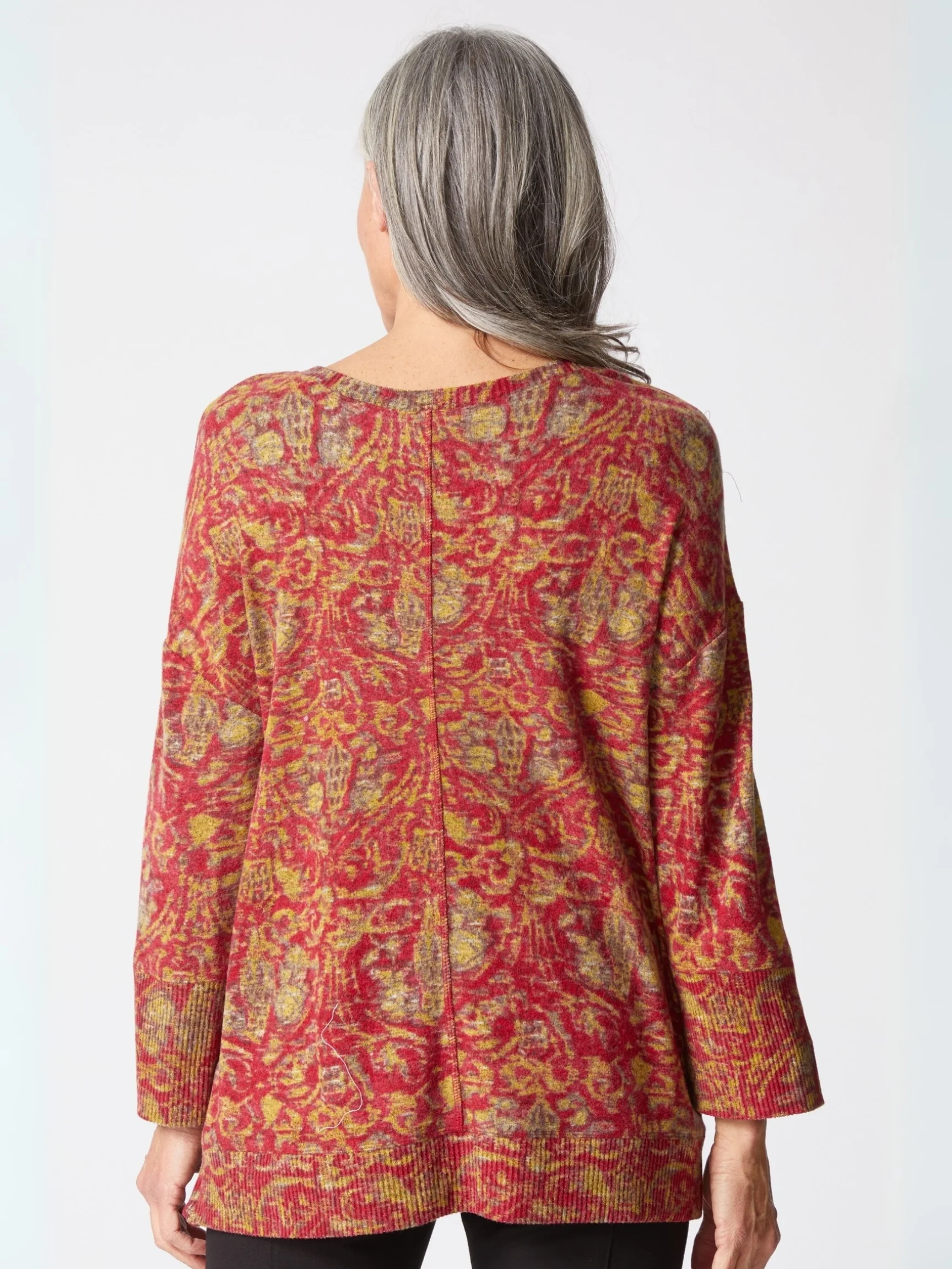Rib Trim Boxy Crew in Ruby