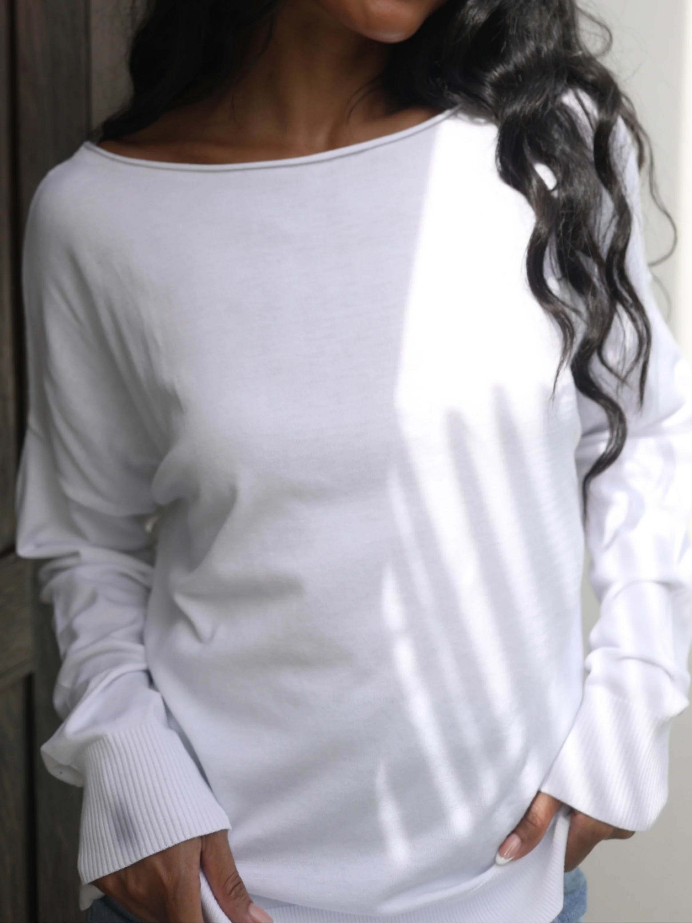Roll Neck Sweater in White