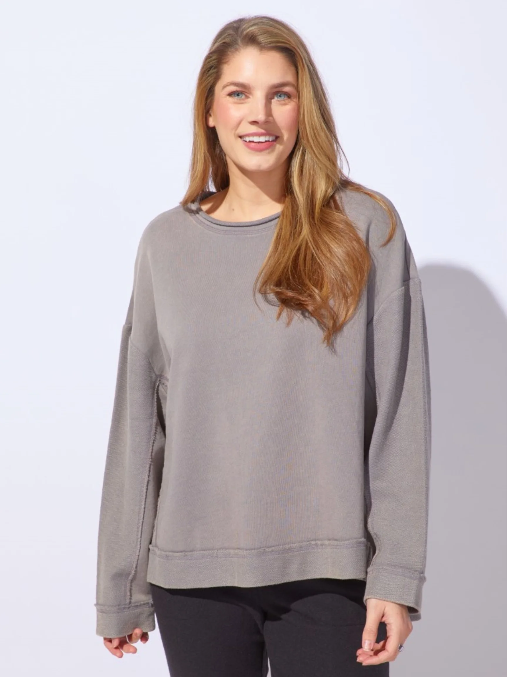 Rolled Neck Tunic in Fog