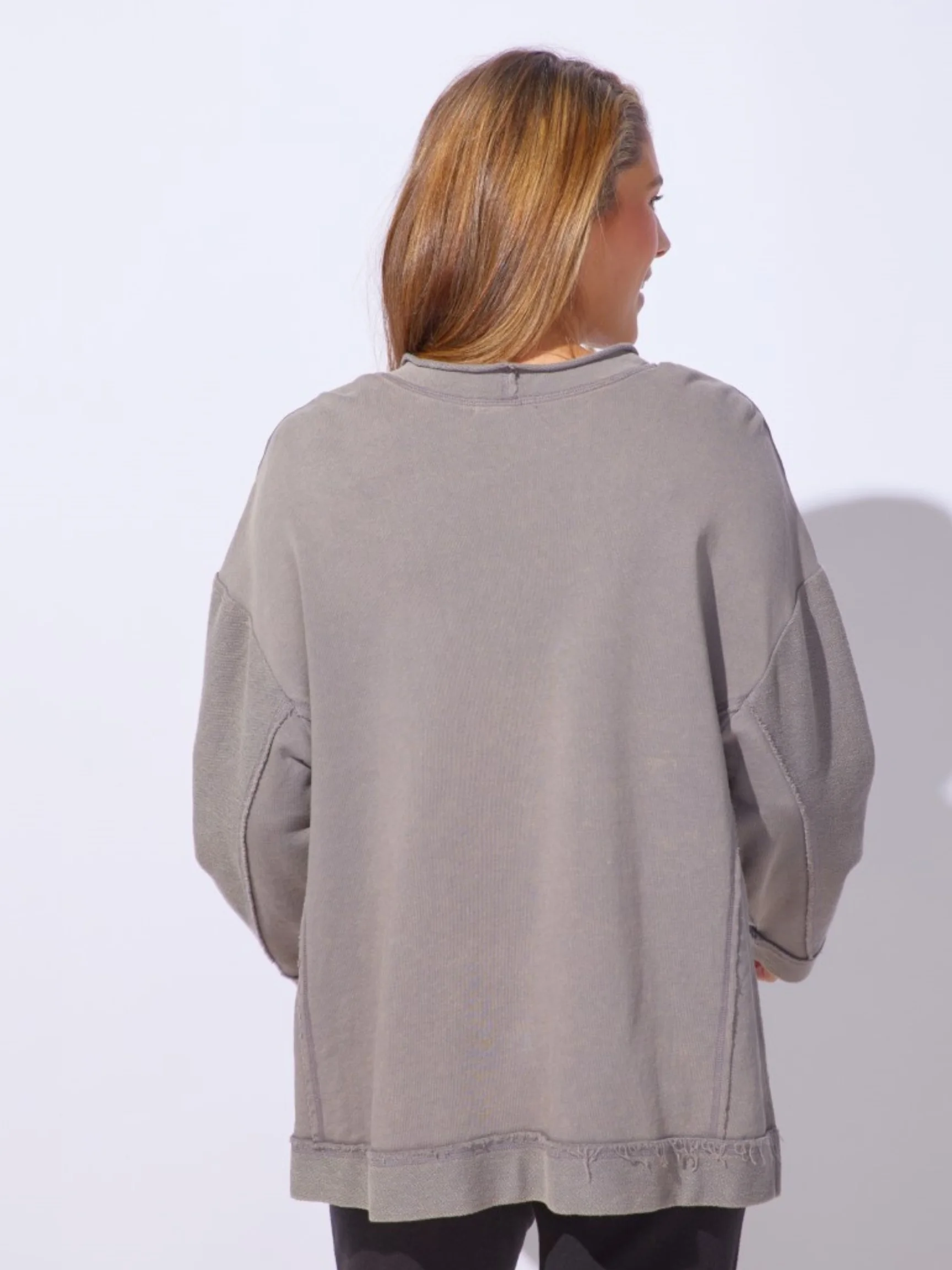 Rolled Neck Tunic in Fog