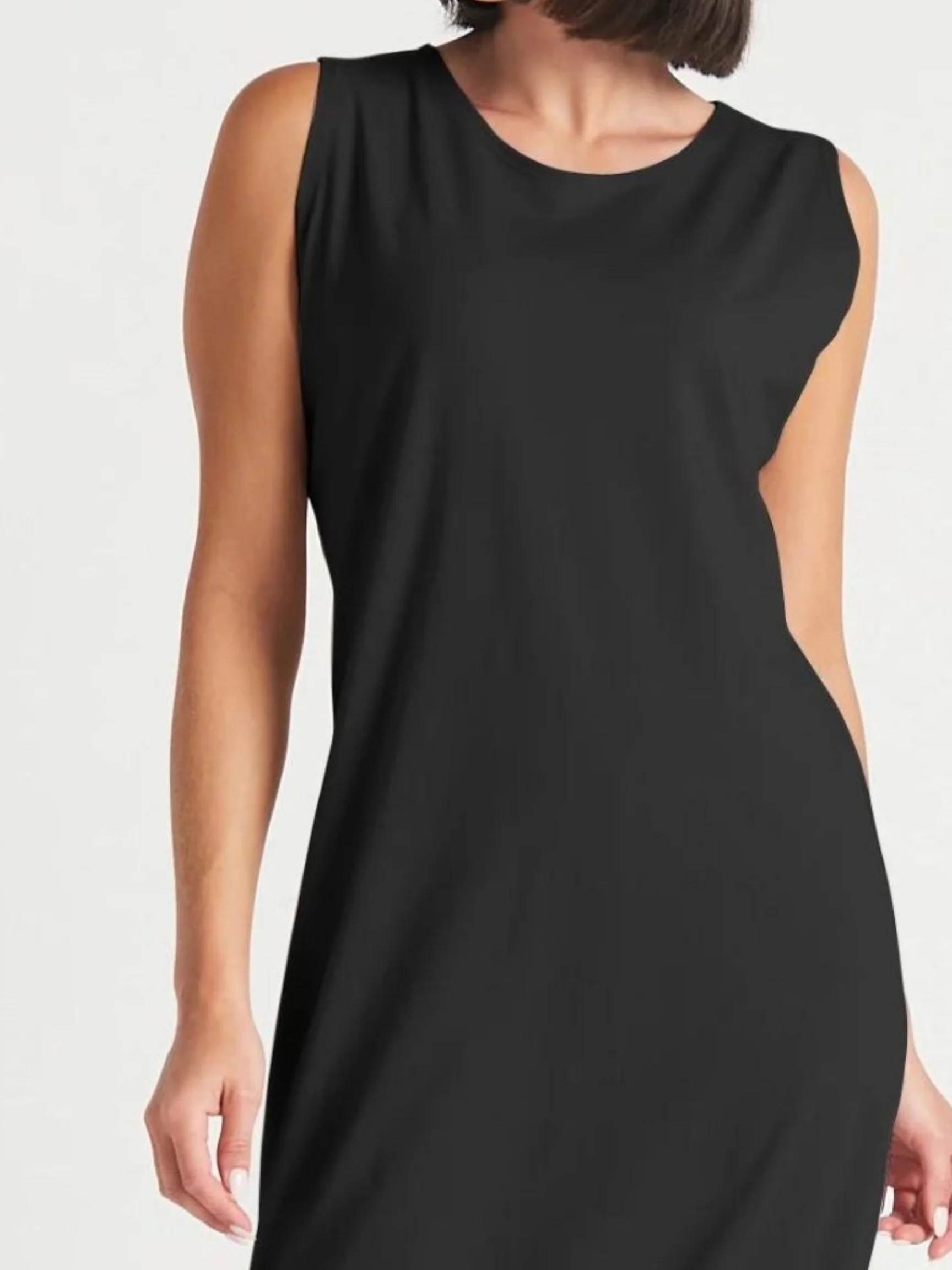 Rouched Tank Dress in Black