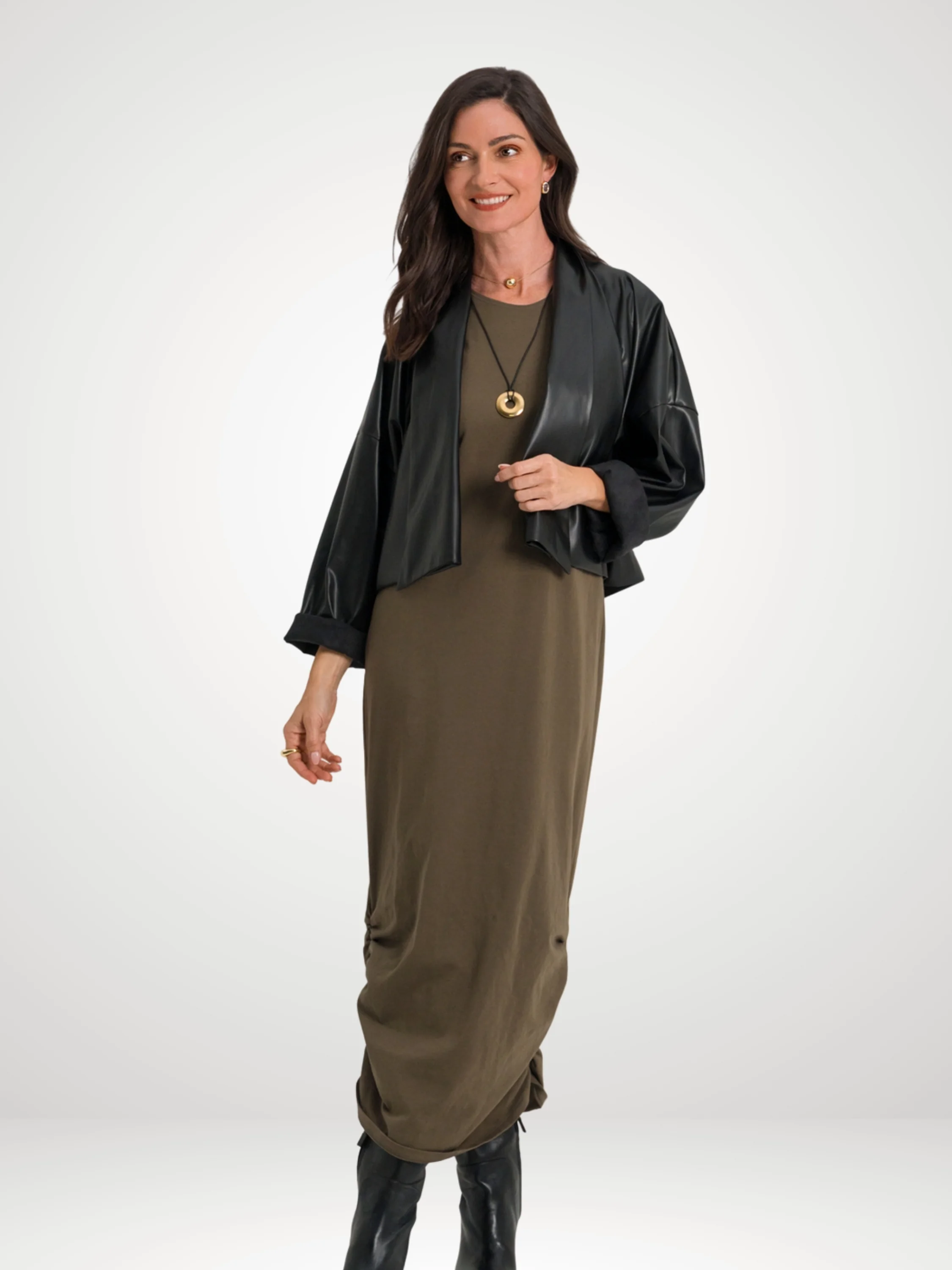 Rouched Tank Dress in Turtle