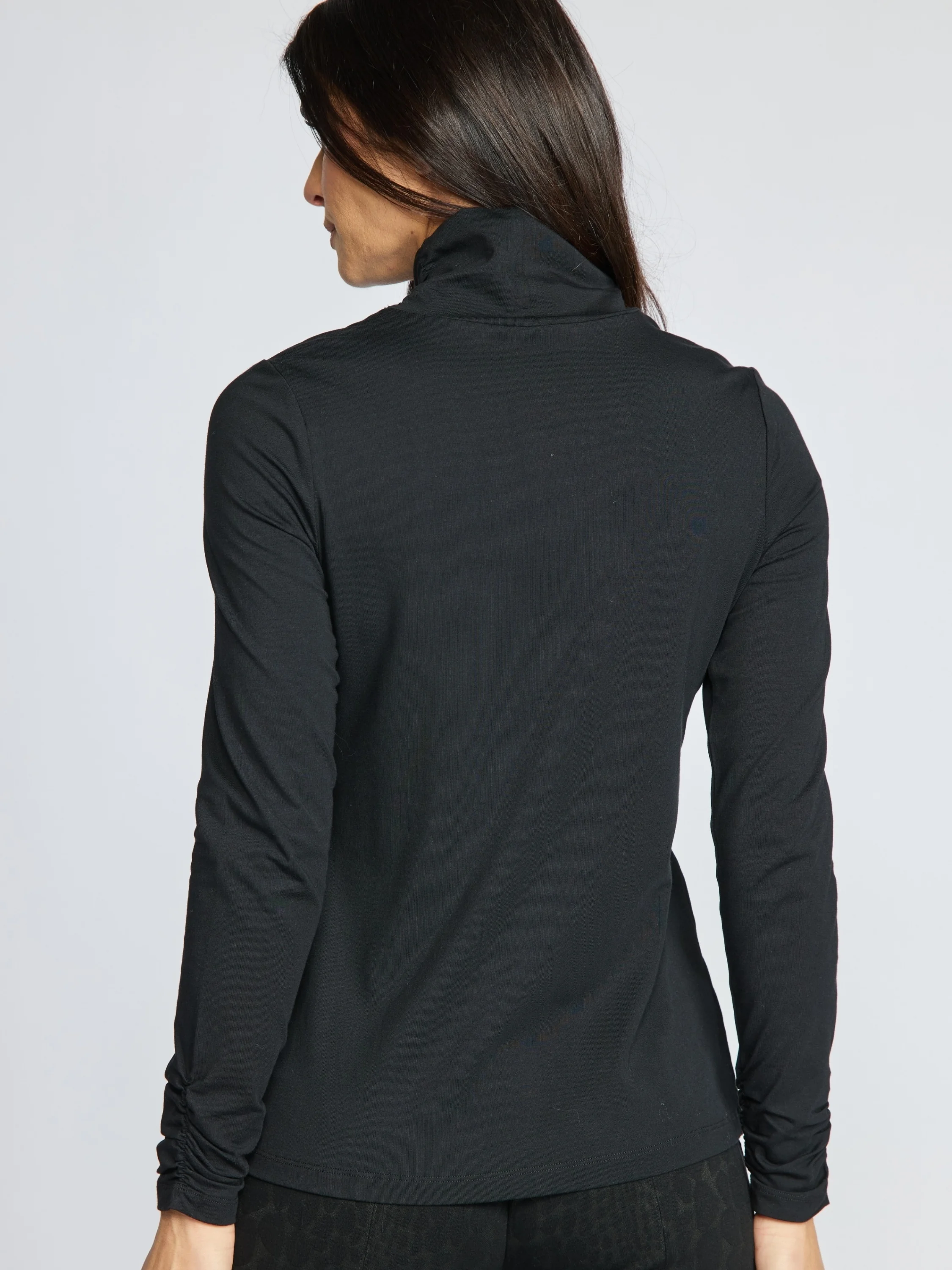 Rouched Turtleneck in Black