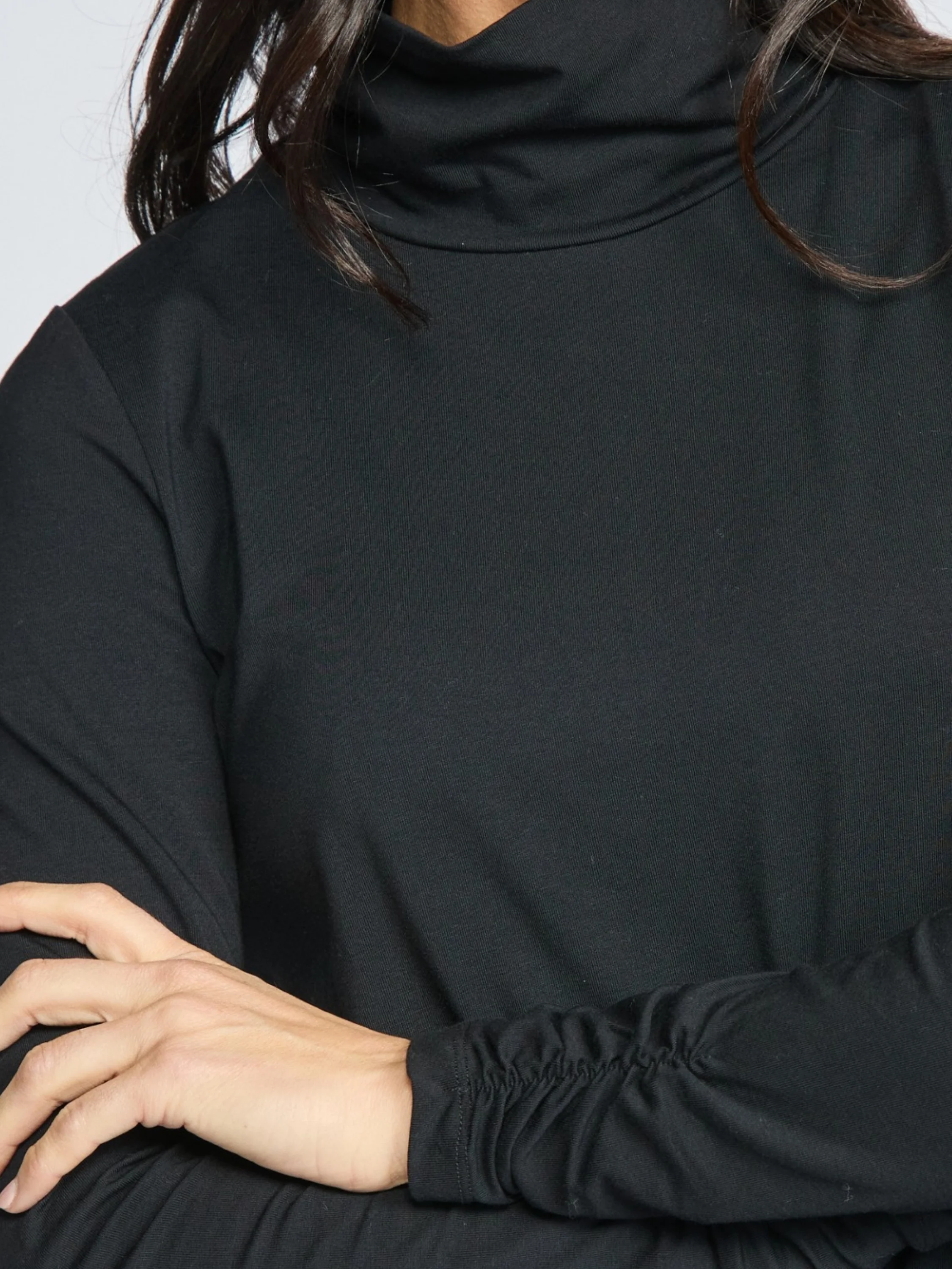 Rouched Turtleneck in Black
