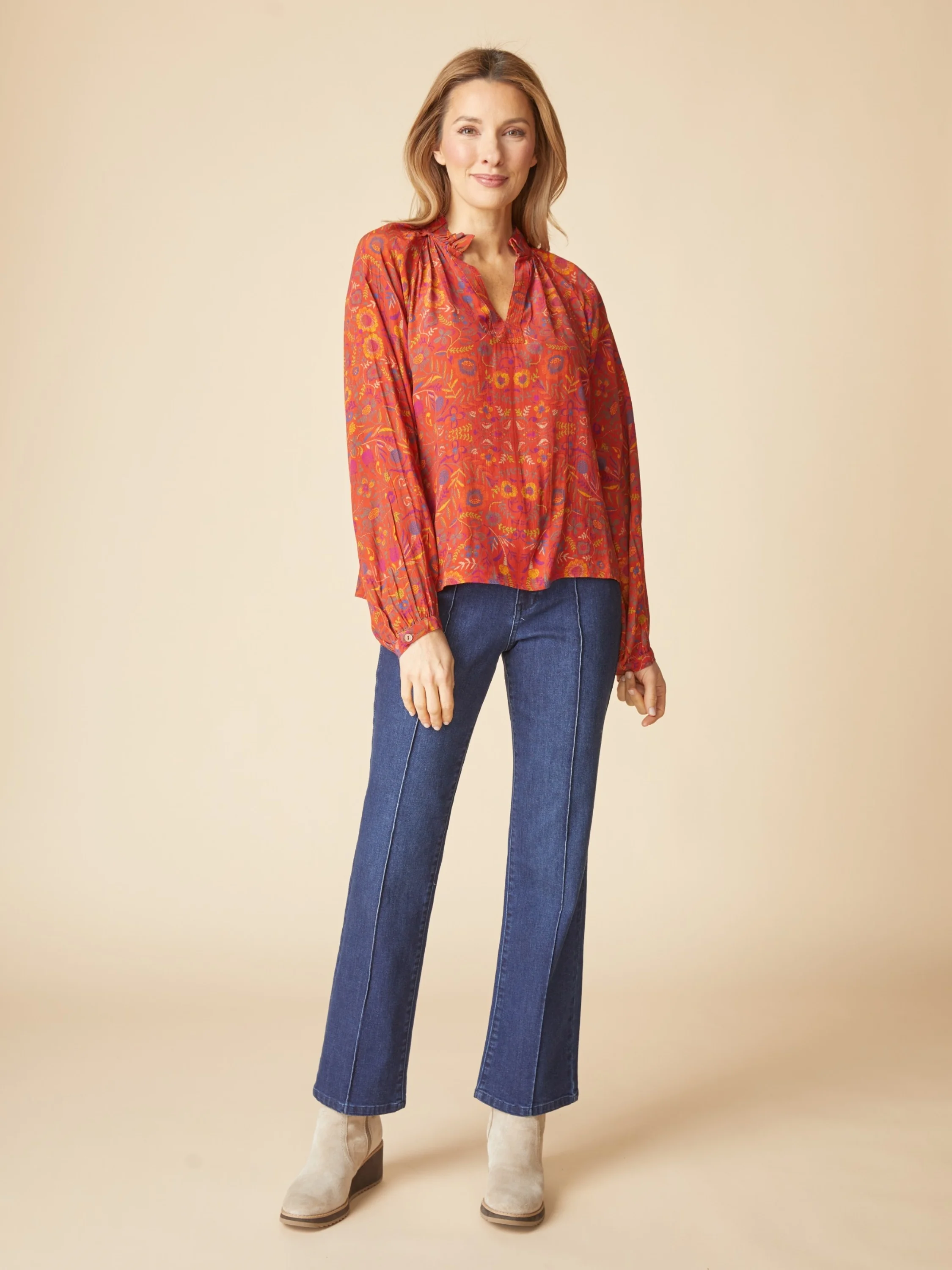 Ruched Collarshirt in Sienna