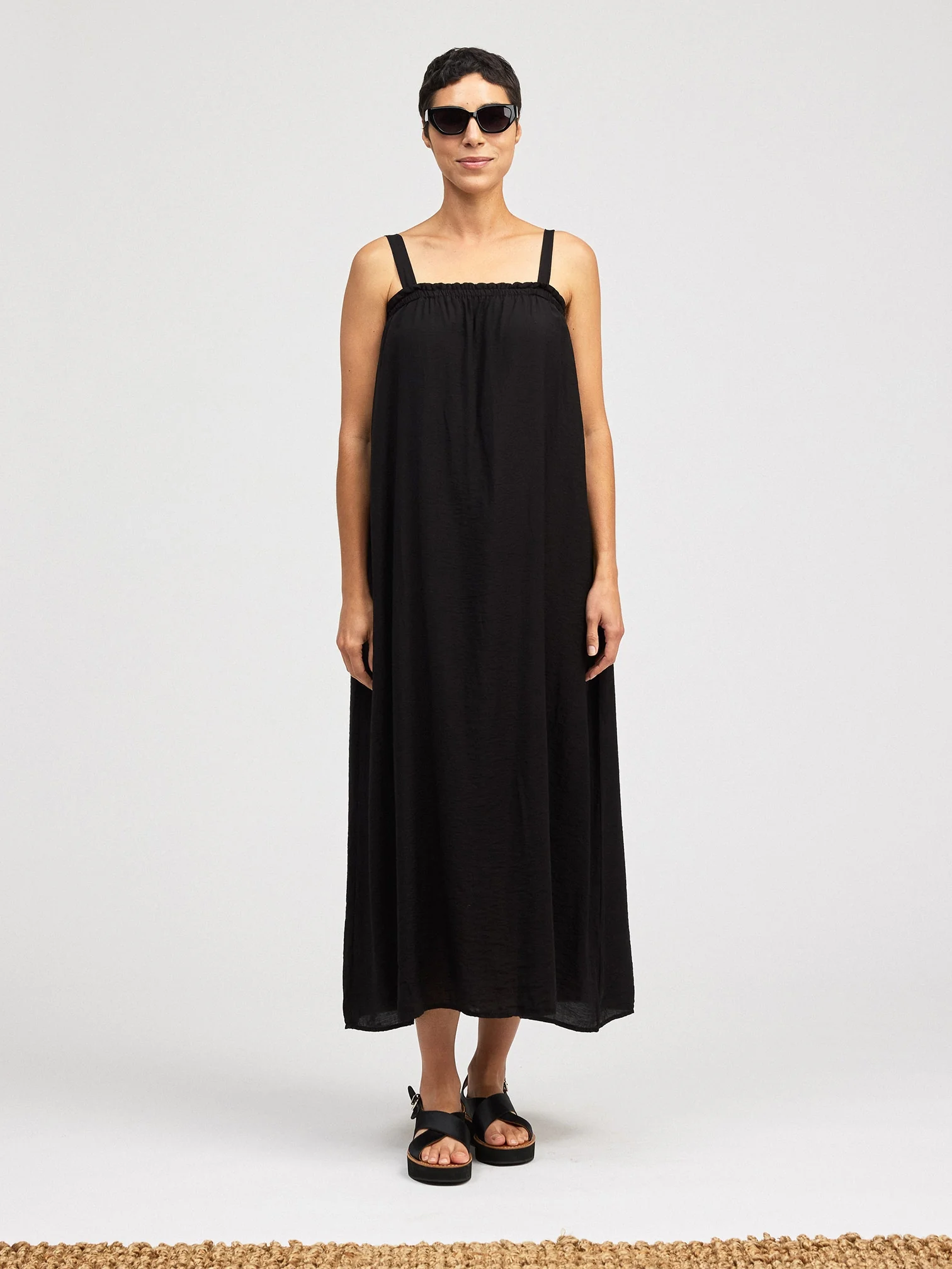 Ruched Maxi Dress in Black