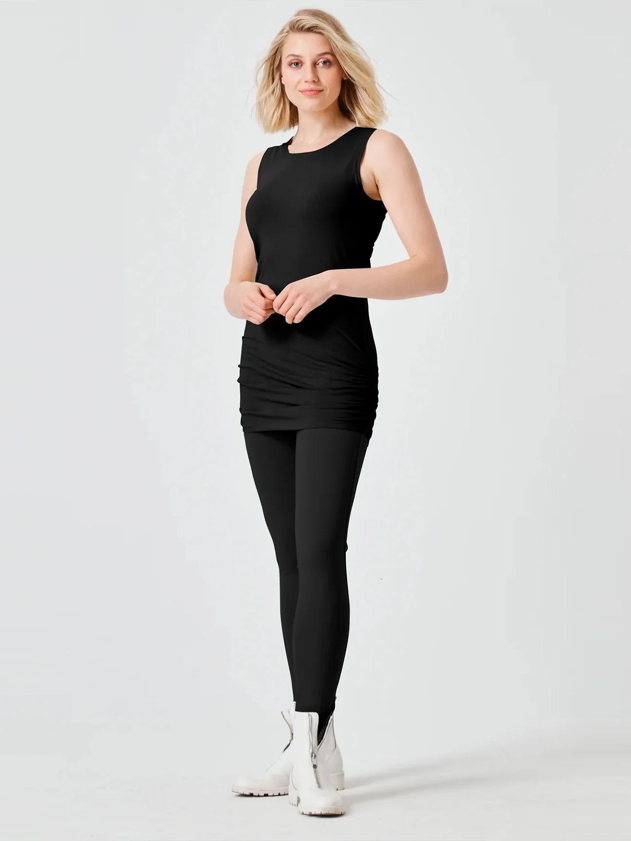 Ruched Tank in Black