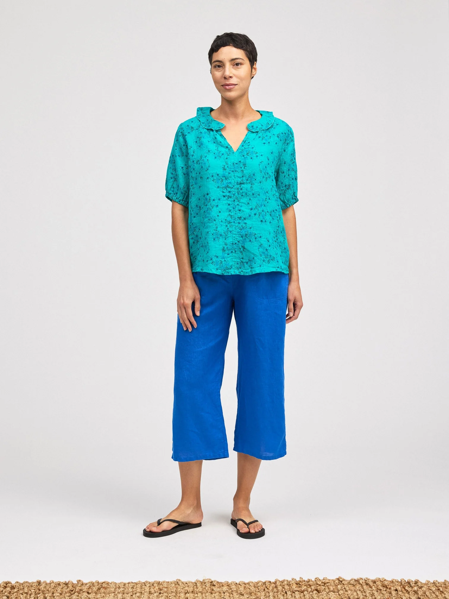 Ruffle Collar Top in Atoll