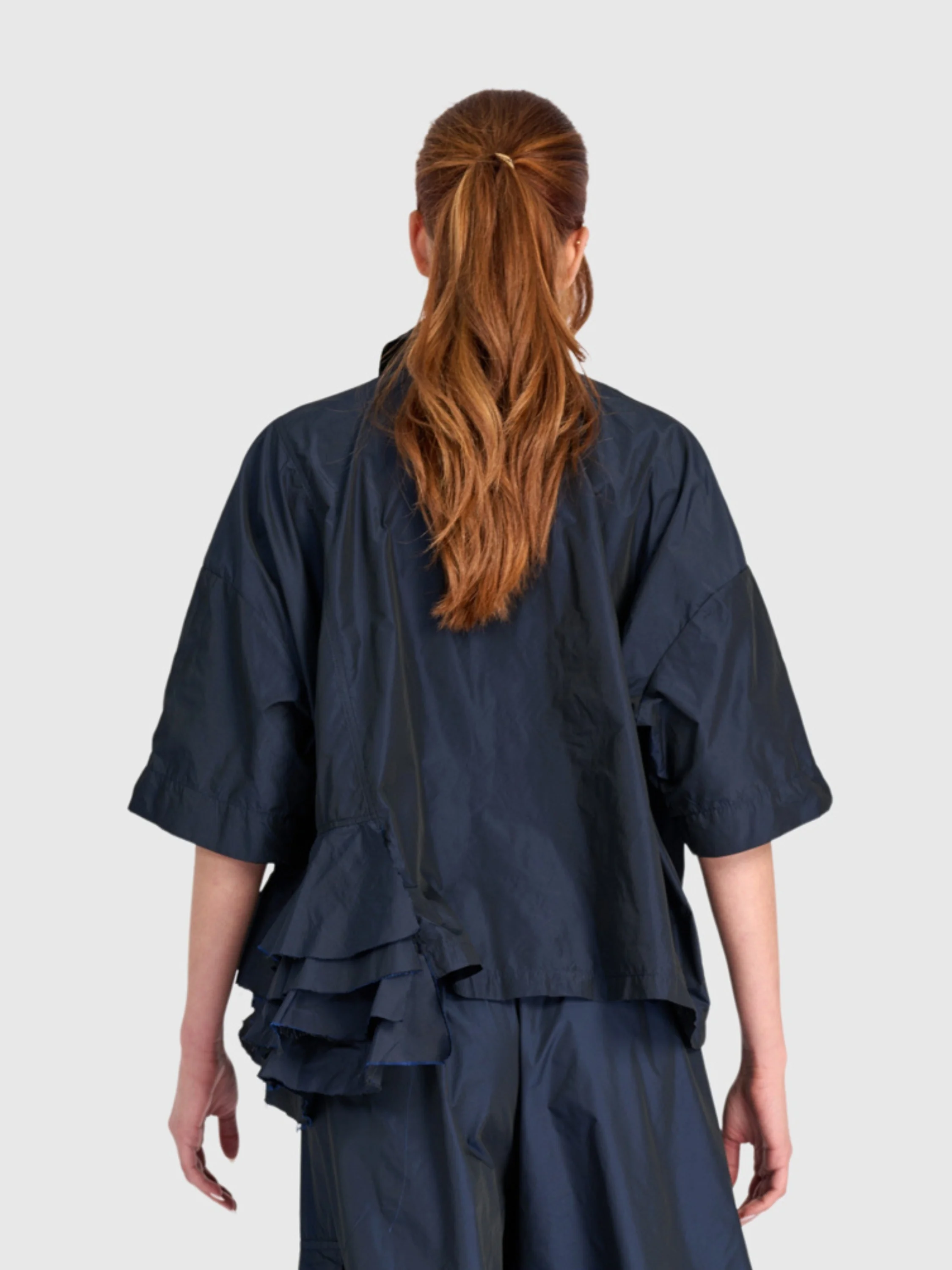 Ruffle Hem Top in Navy