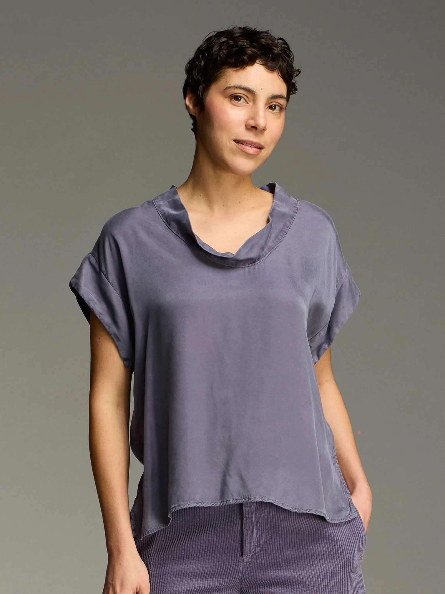S/S Cowl Top in Whisper