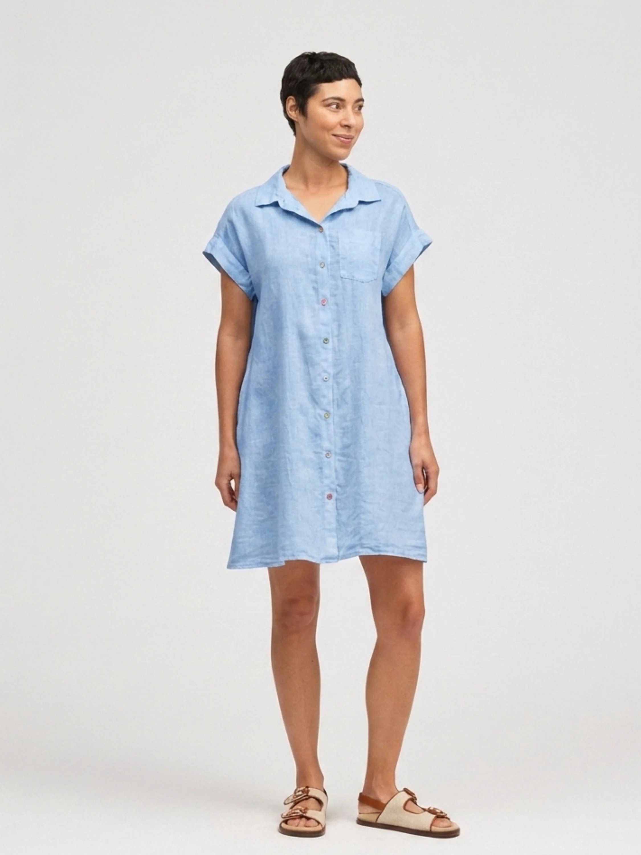 S/S Shirt Dress in Bellflower