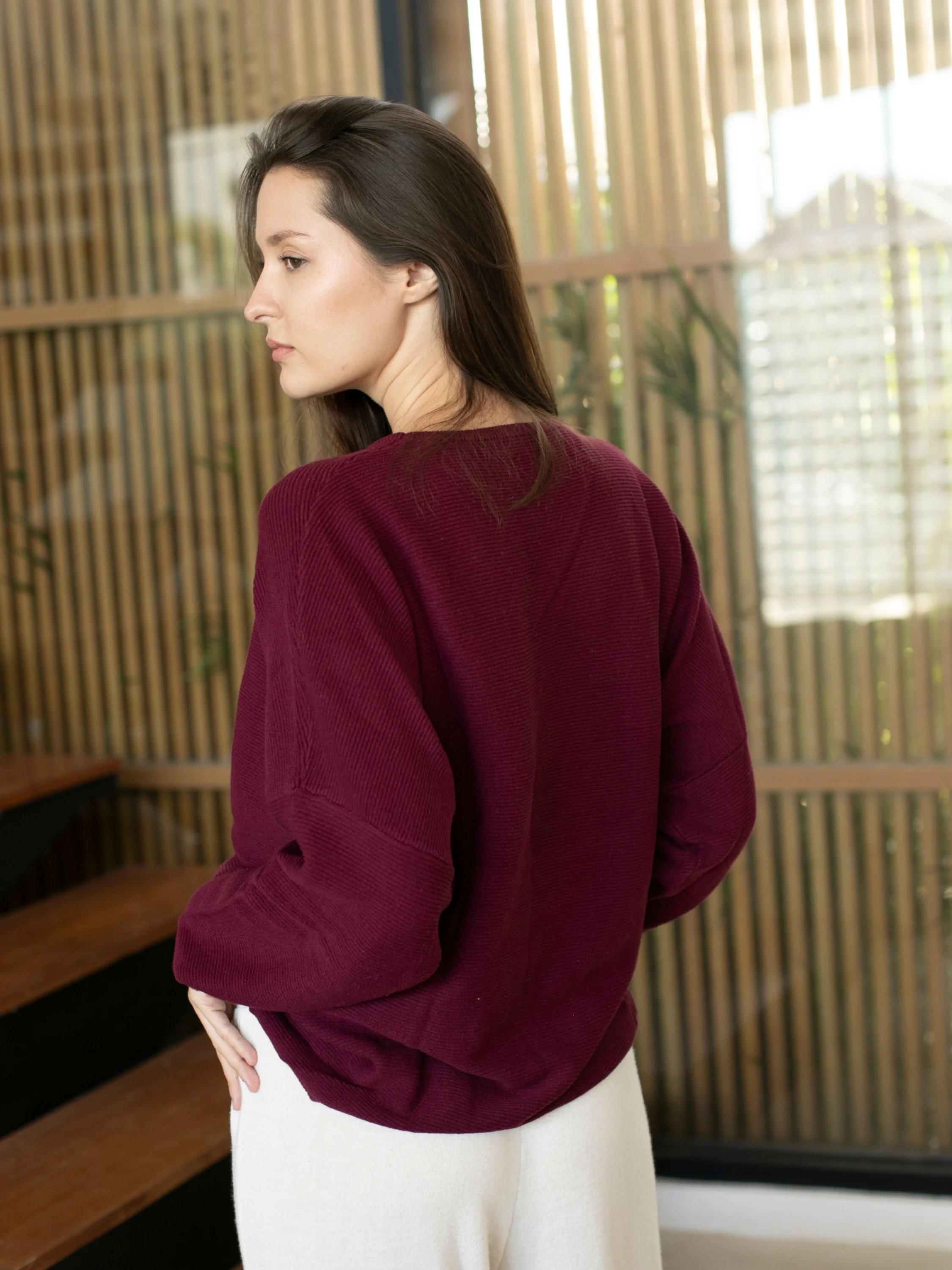 Sara Easy Rib Crew in Boysenberry