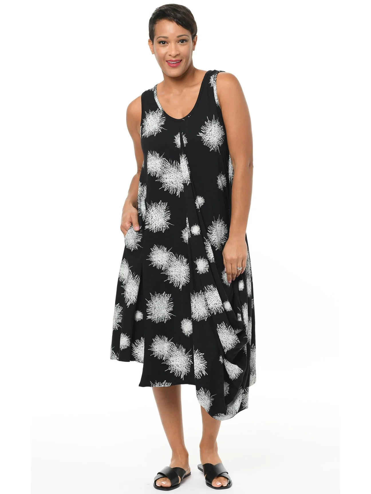 Scribble Angelina Dress in Black Mini Scribble