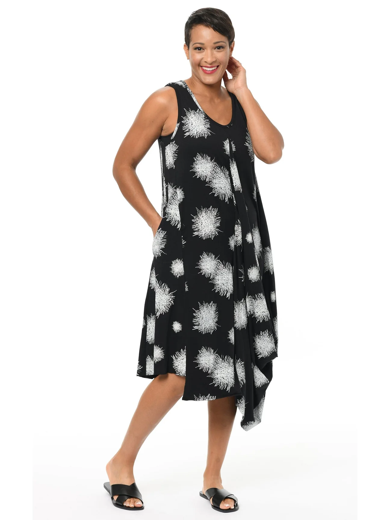 Scribble Angelina Dress in Black Mini Scribble