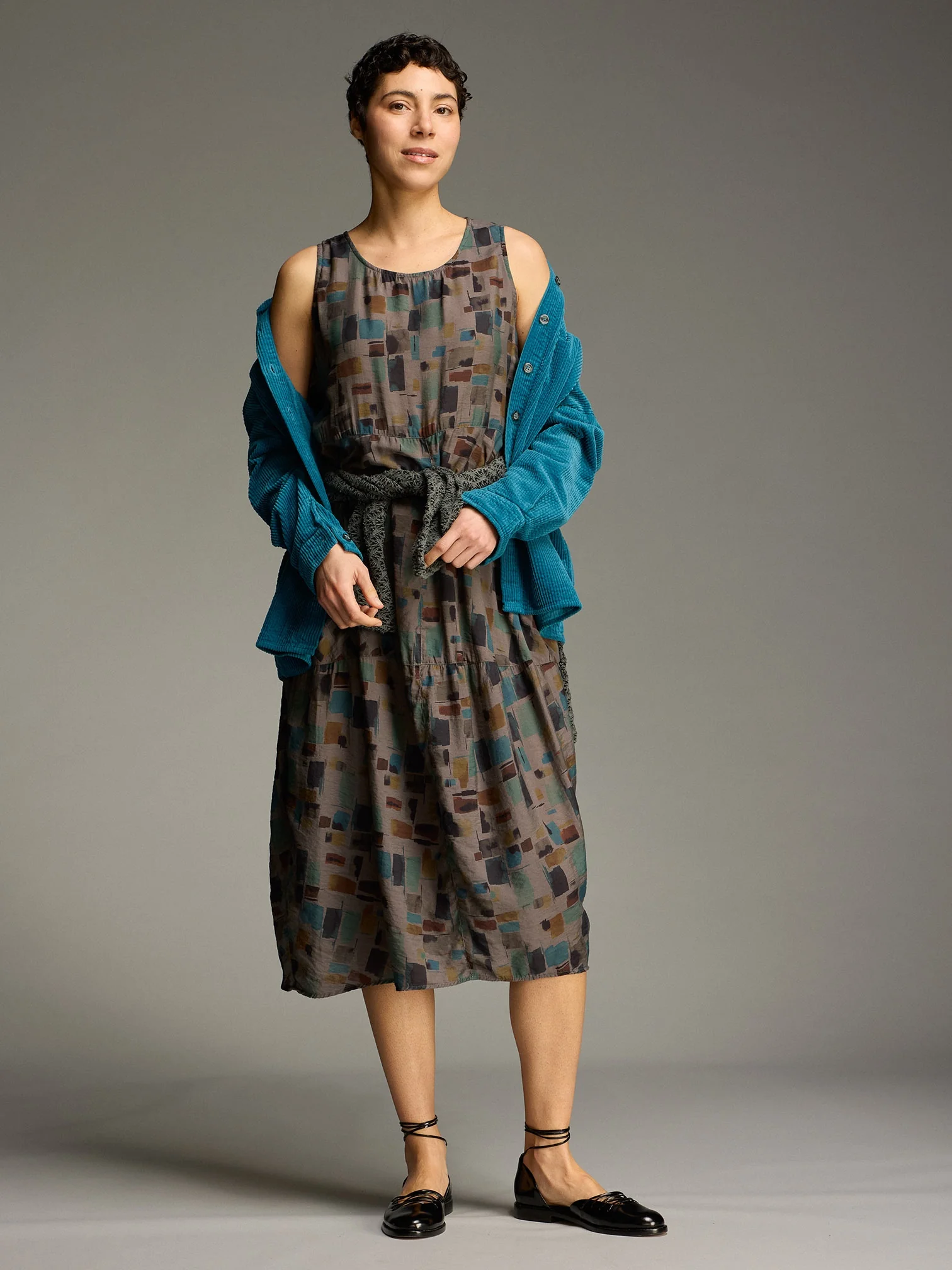 Seamed Bubble Dress in Iron
