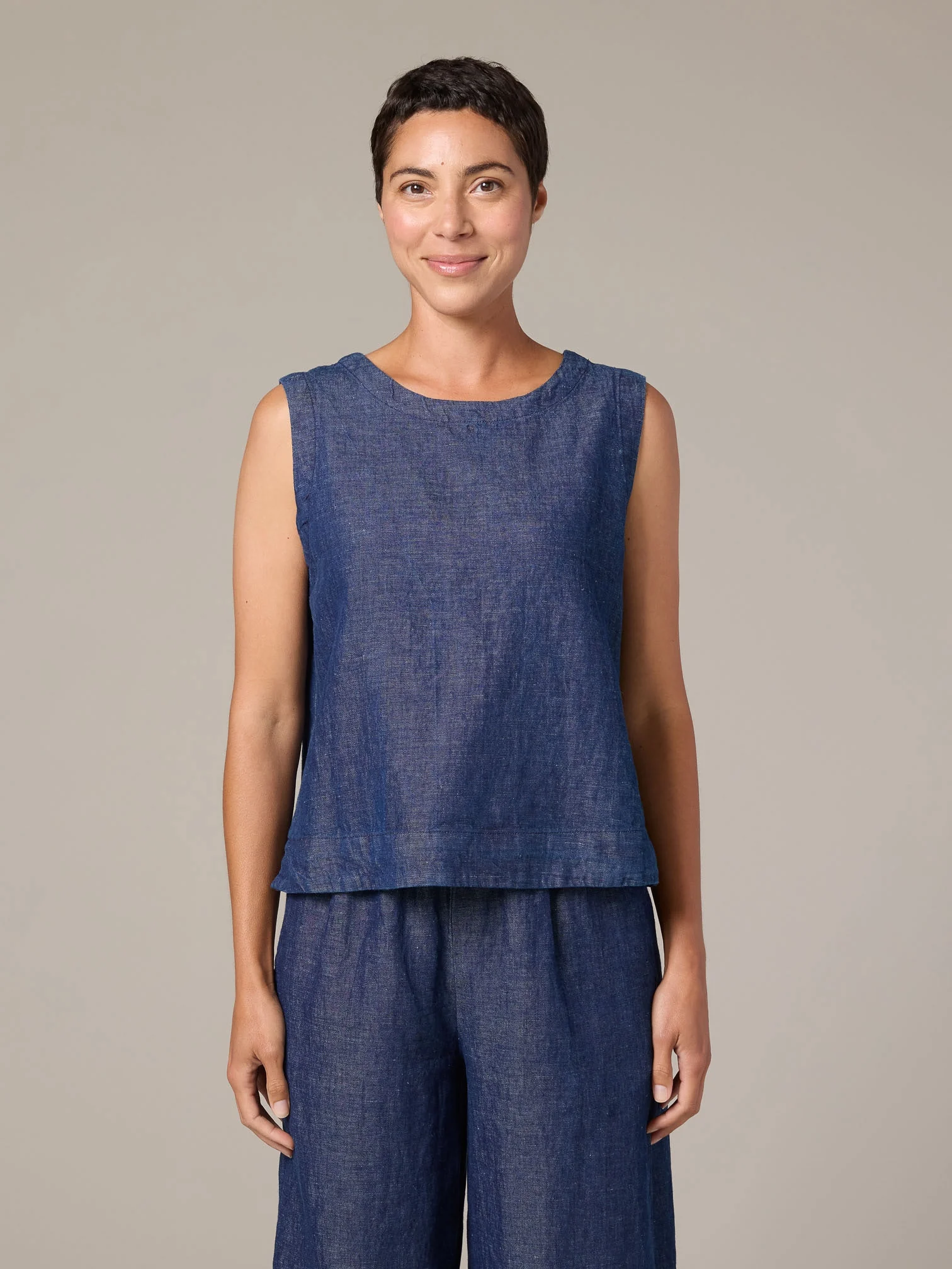 Shell w/Wide Facing in Denim