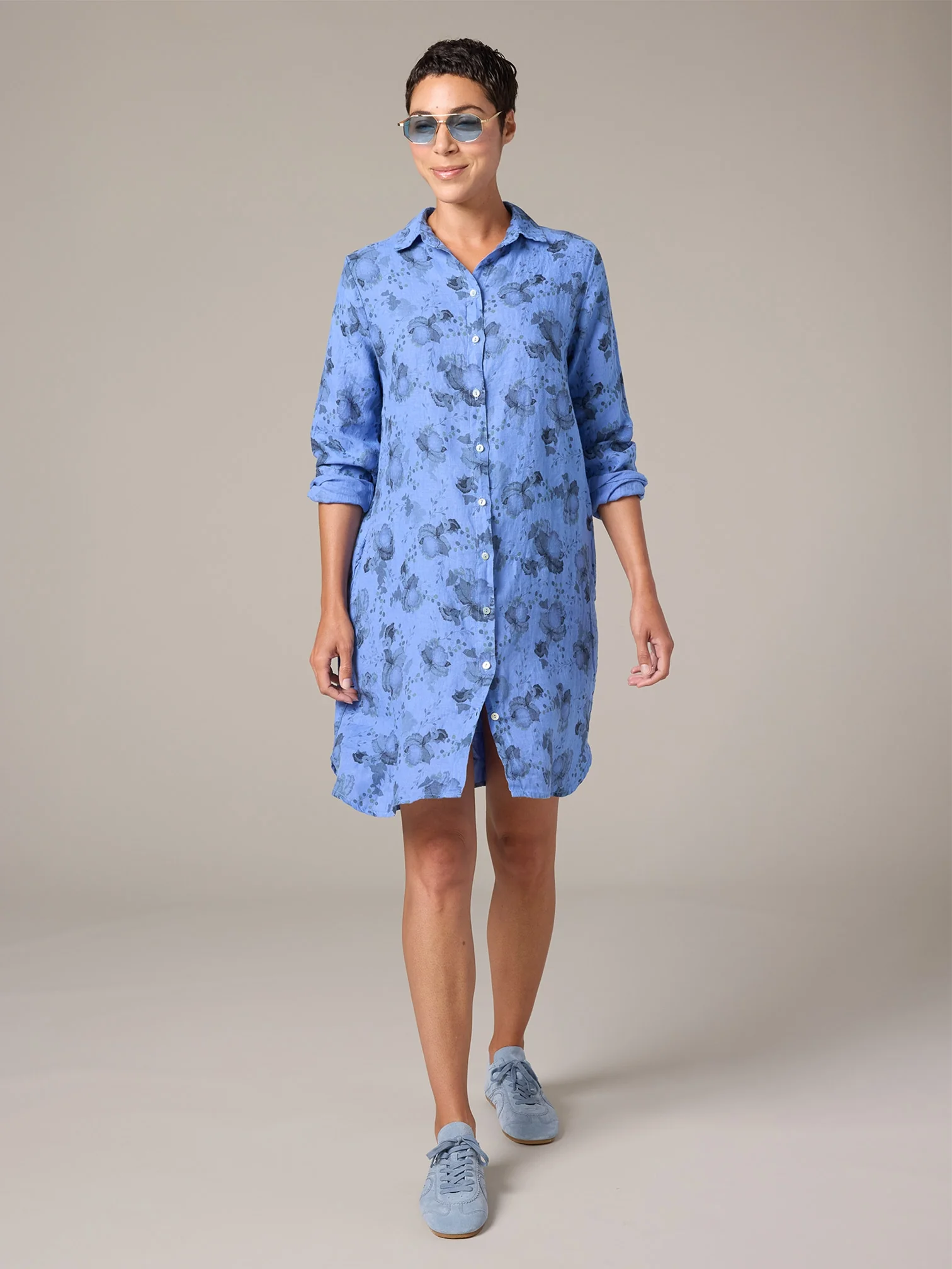 Shirt Dress in Forget Me Not