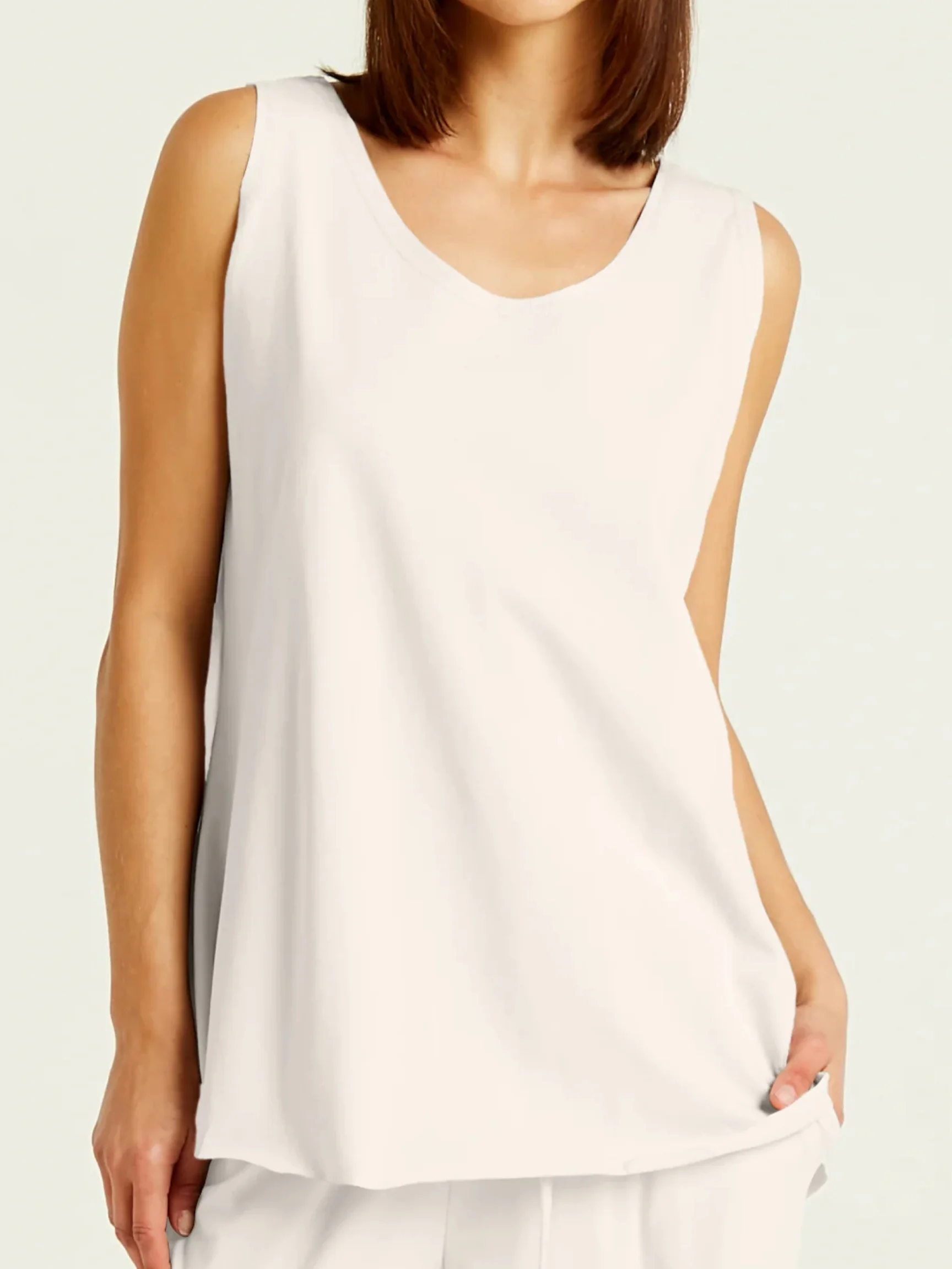 Shirtail Tank in Stone
