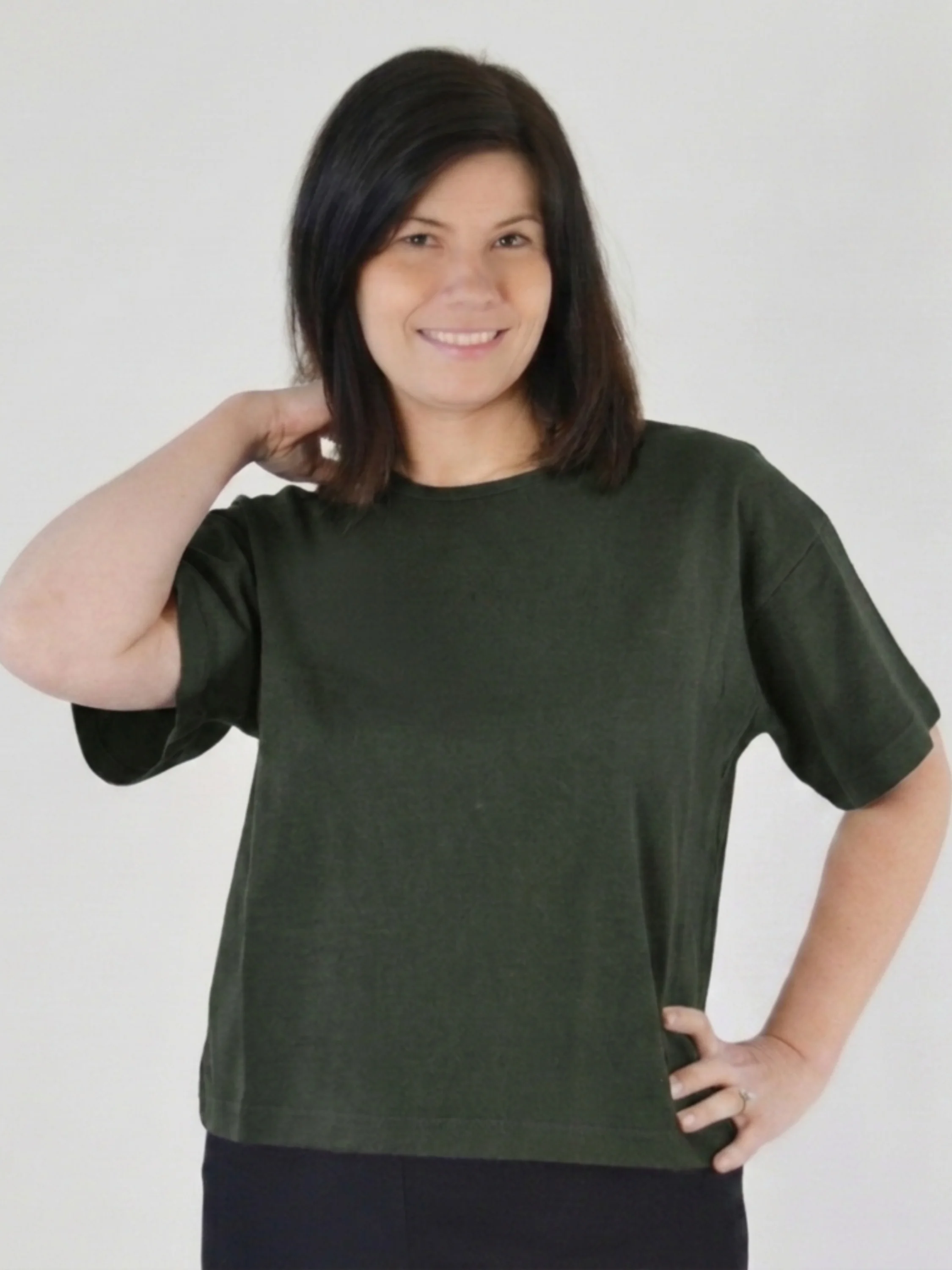 Short Sleeve Crop Crew Shirt in Peppercorn