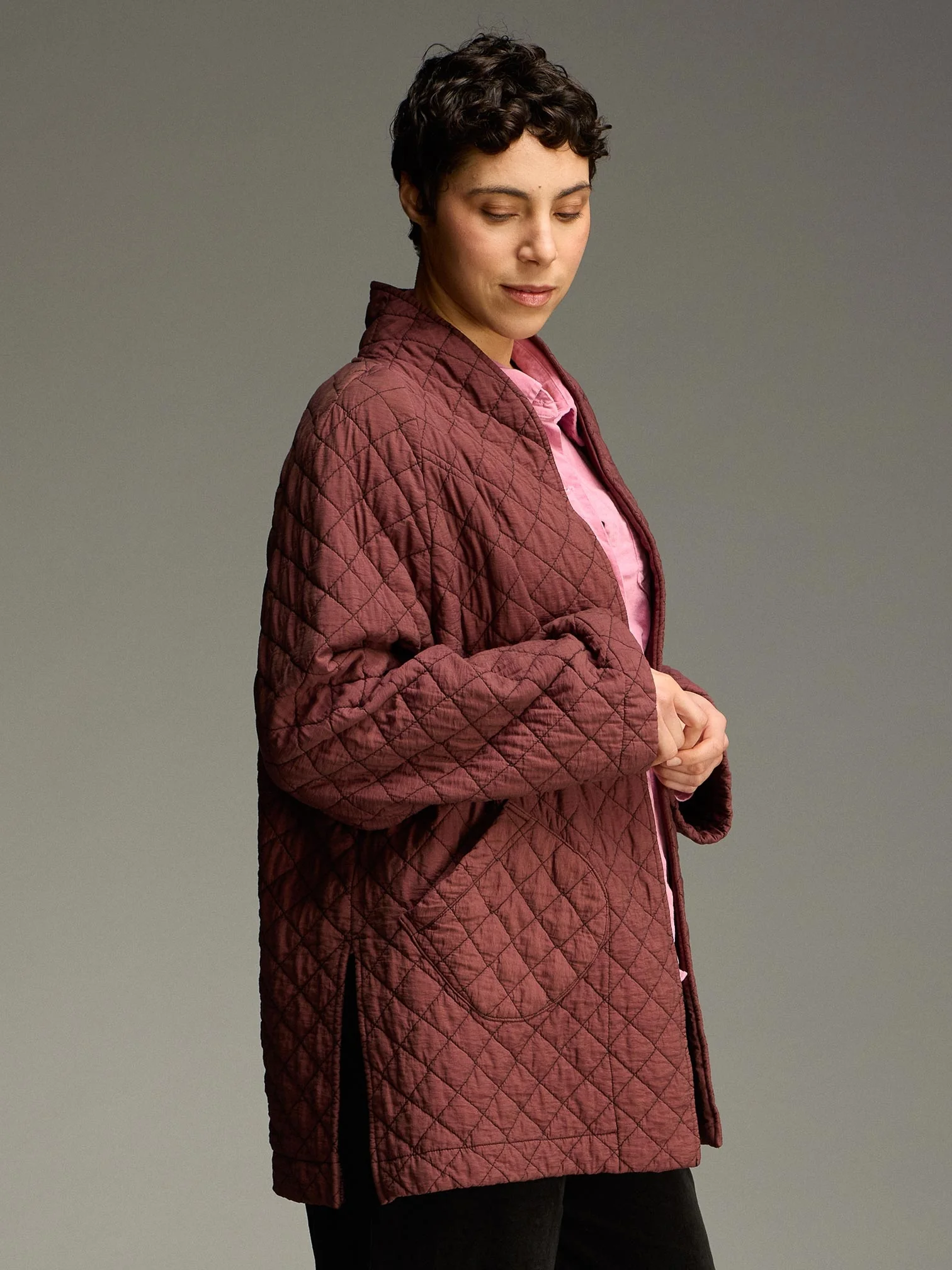 Side Slit Coat in Cinnabark