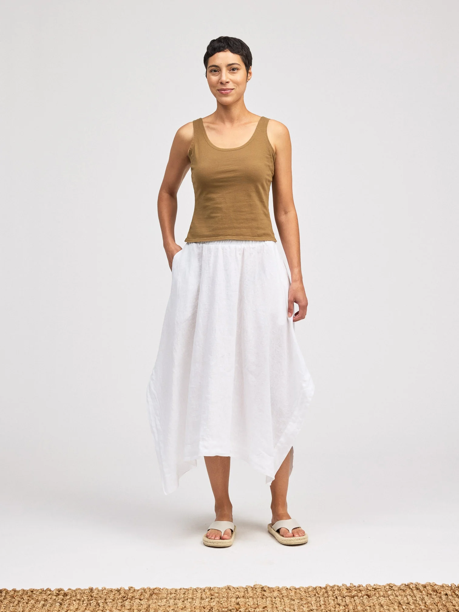 Side Slit Skirt in White