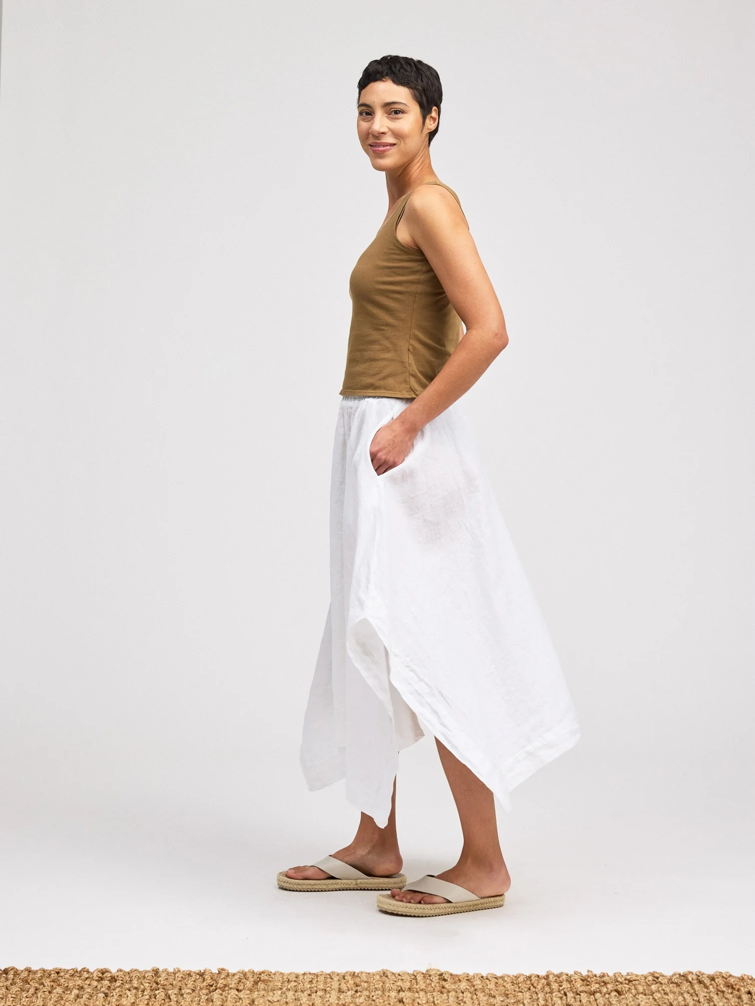 Side Slit Skirt in White