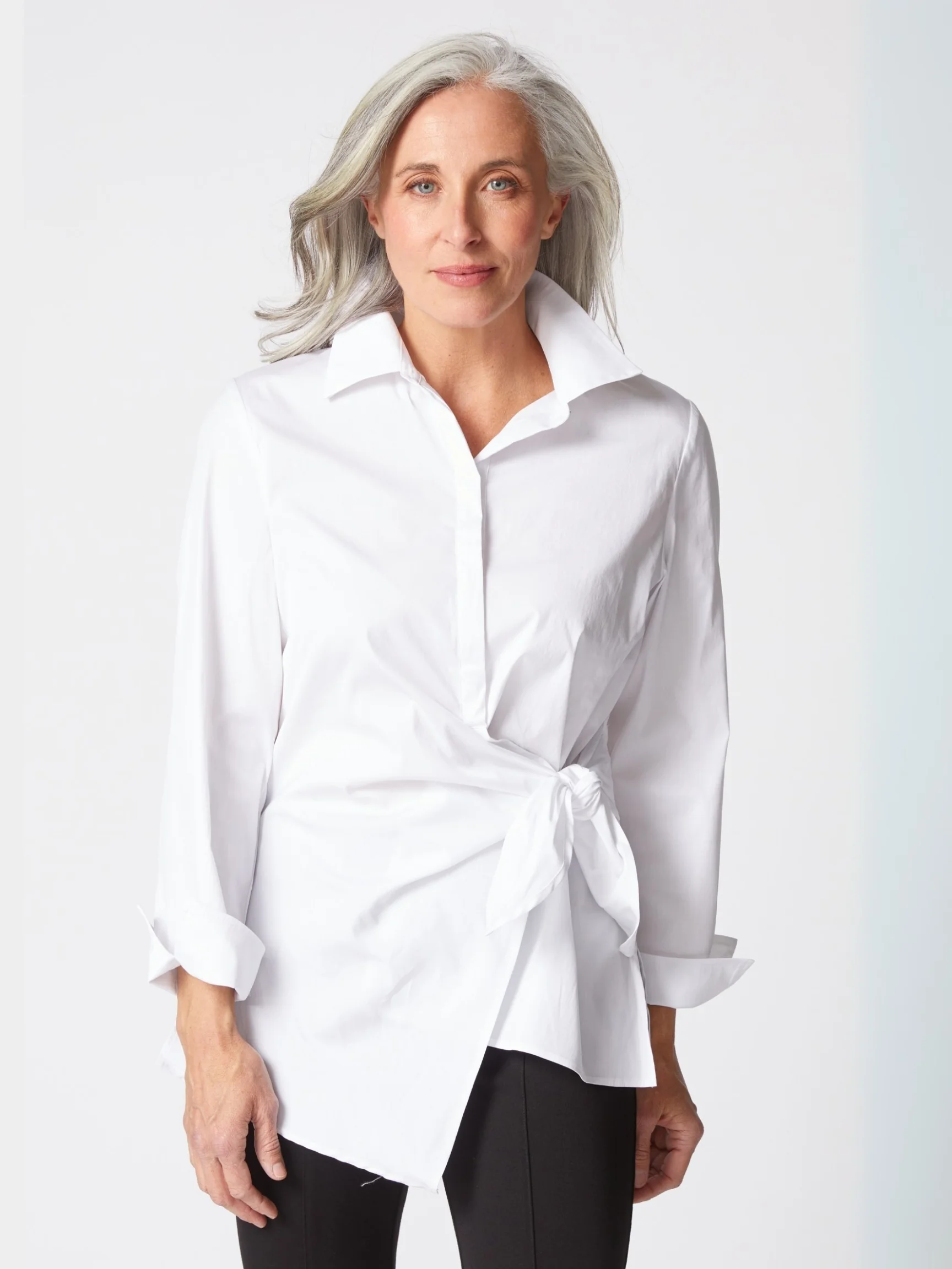 Side Tie Shirt in White