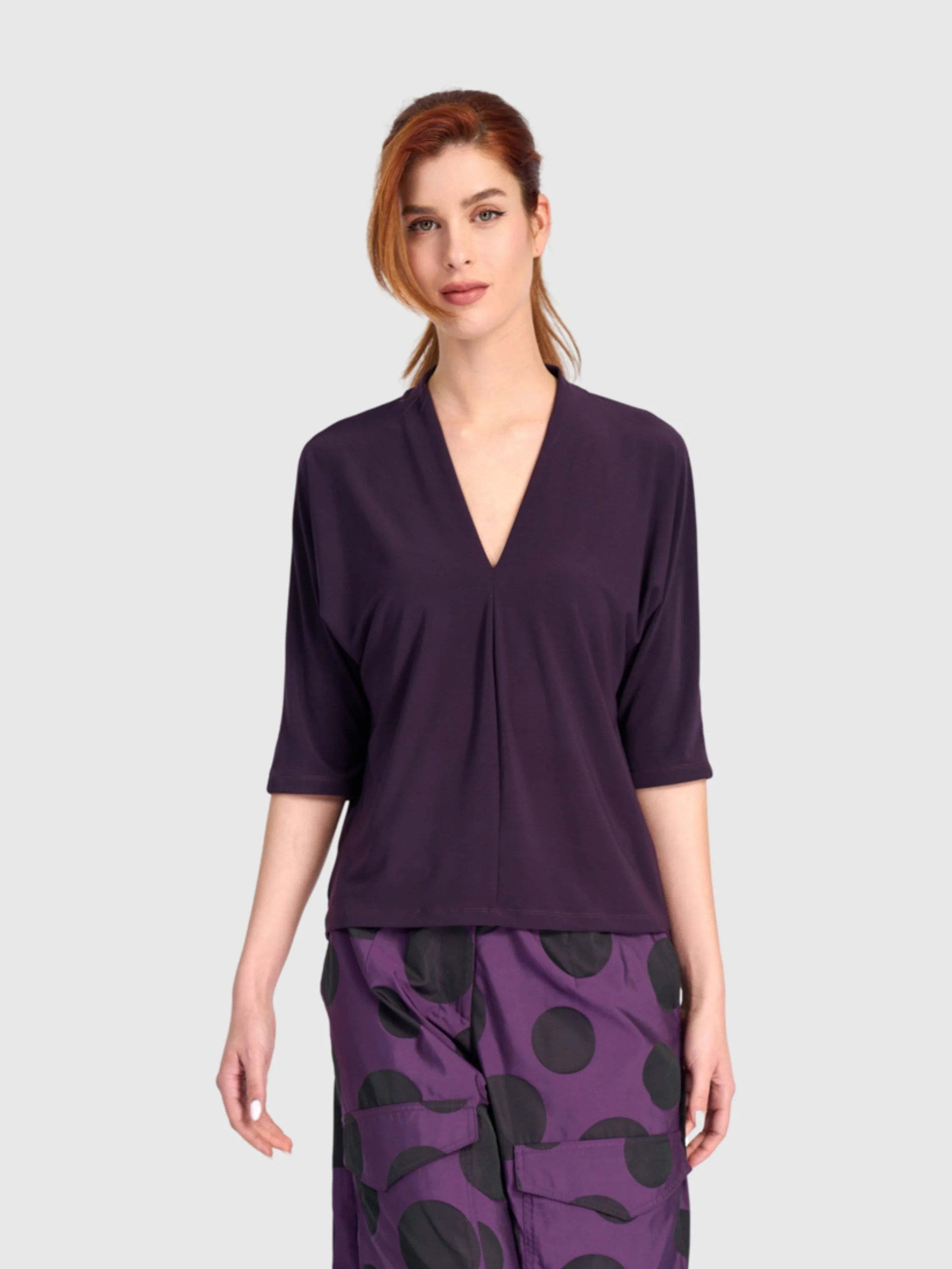 Slinky Dolman Top in Purple
