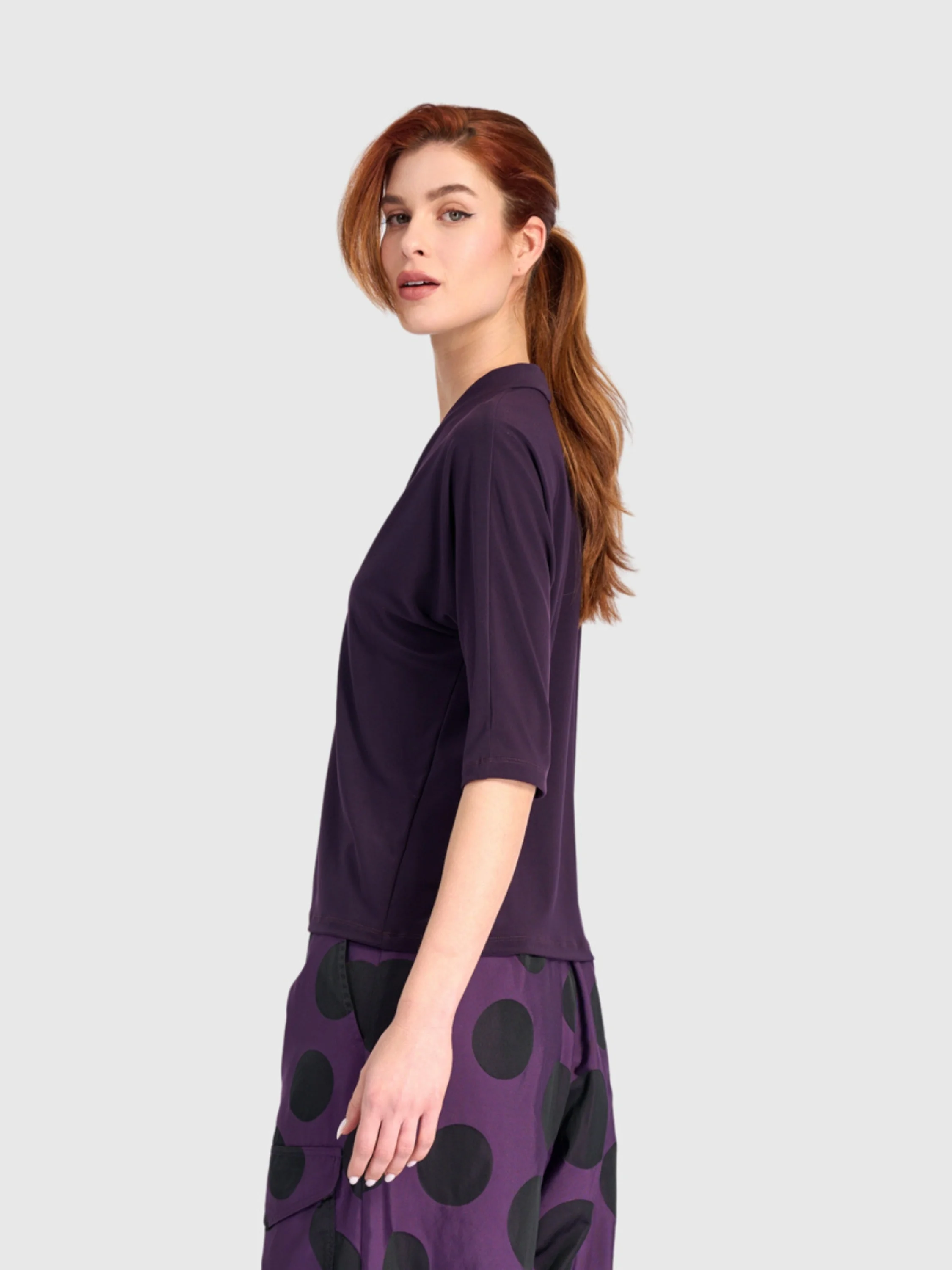 Slinky Dolman Top in Purple