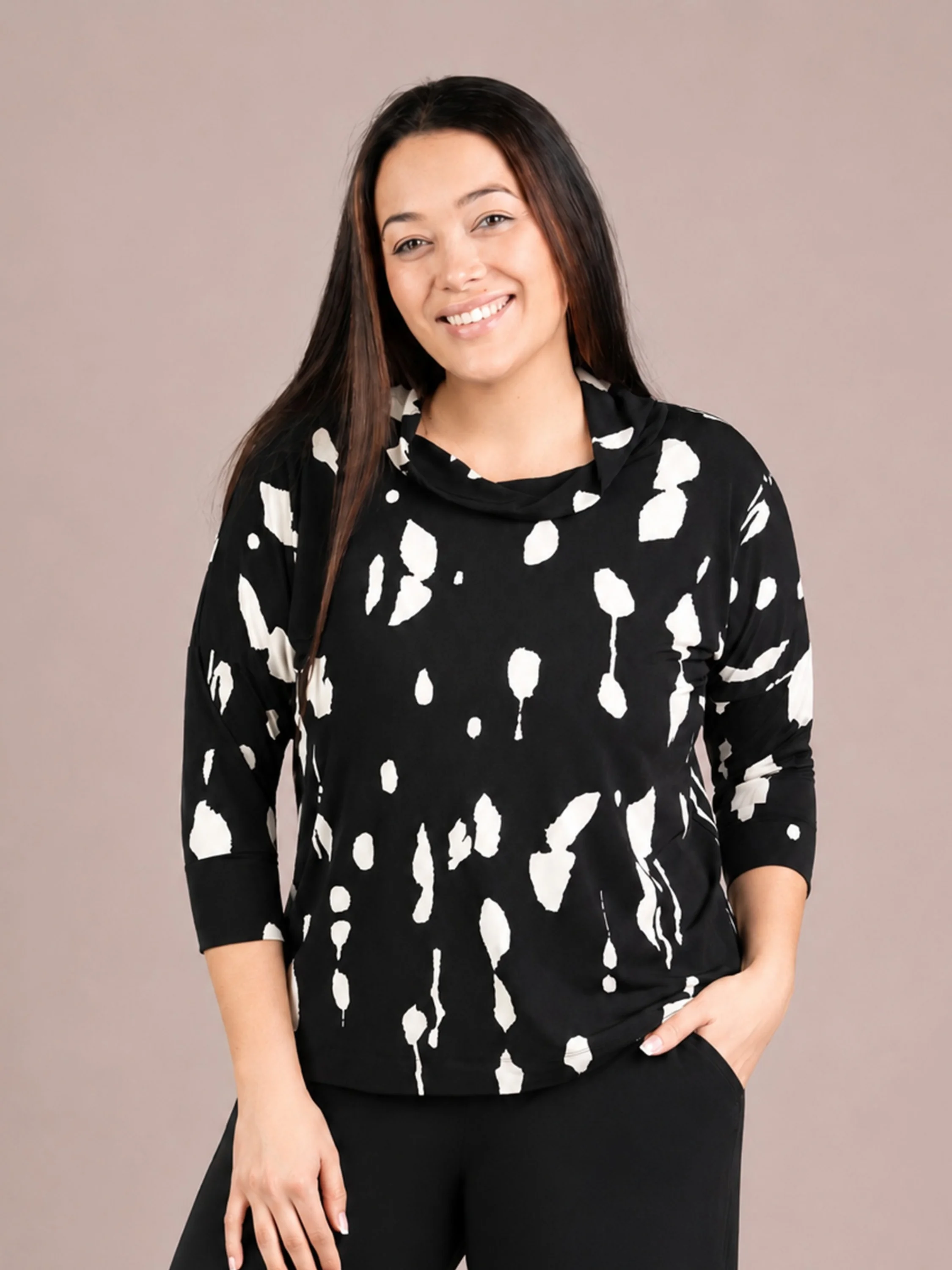 Slouch Sweatshirt Print in Cashew Splatter