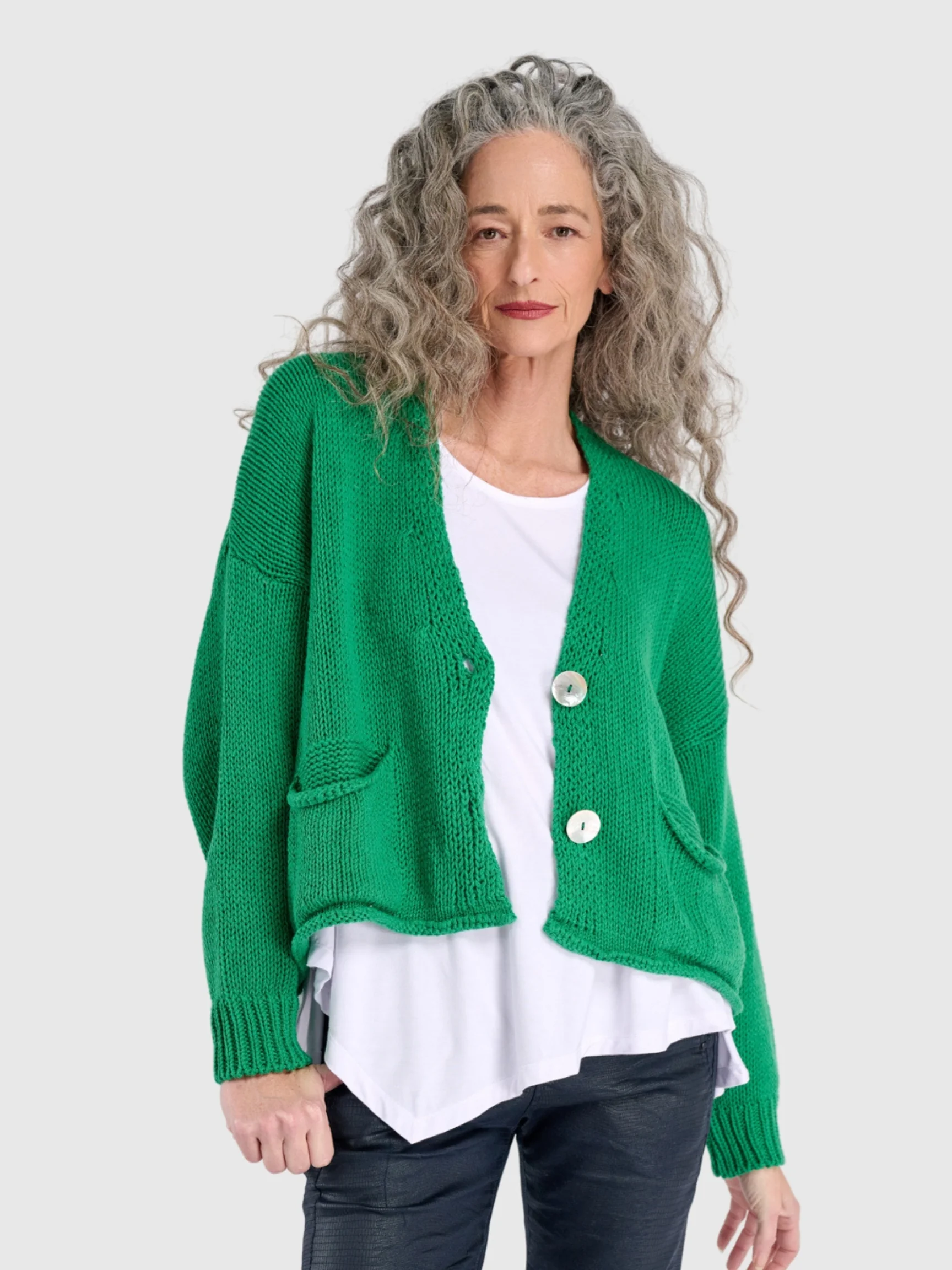 Slouchy Green Cardigan in Green