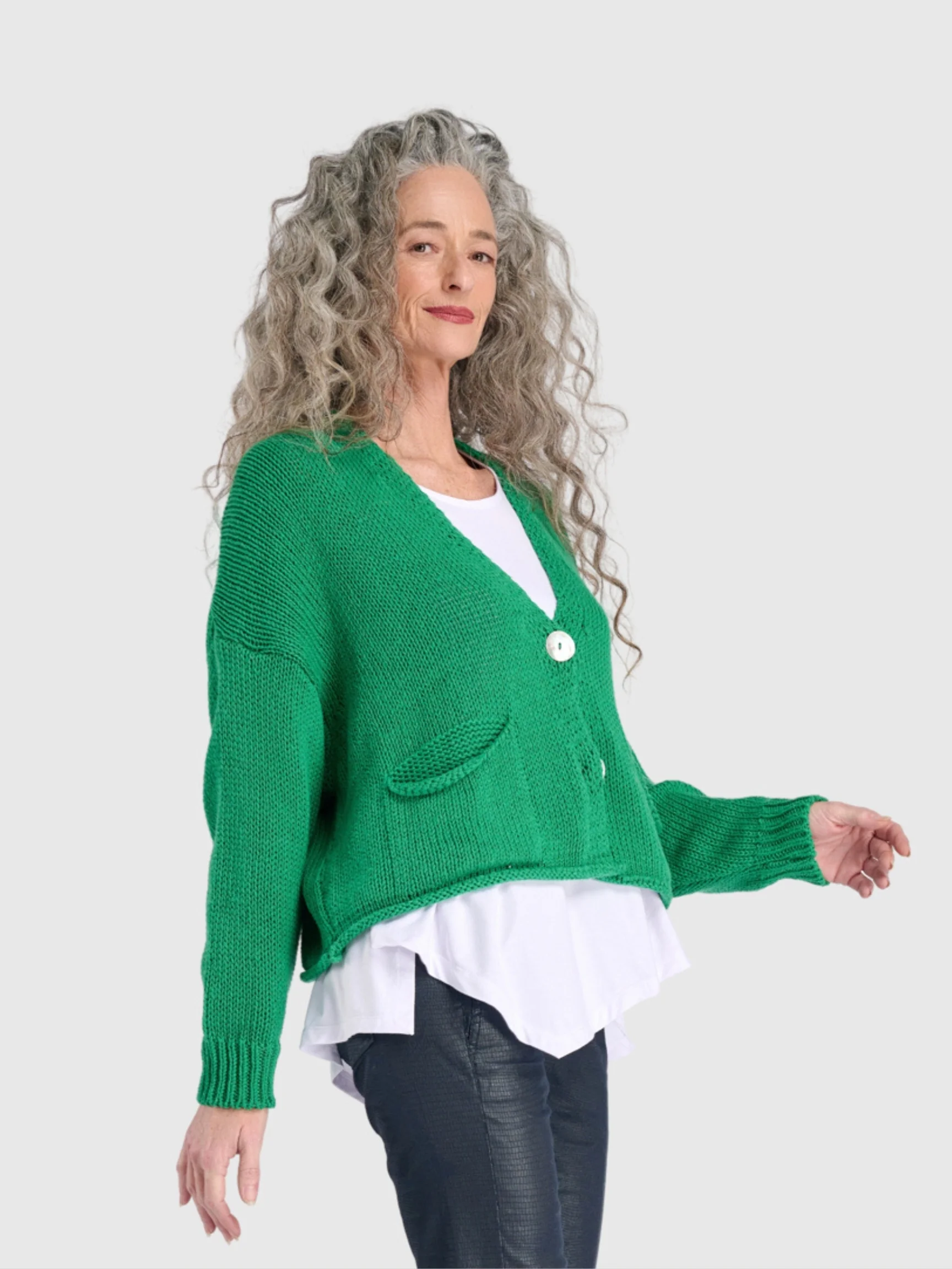 Slouchy Green Cardigan in Green