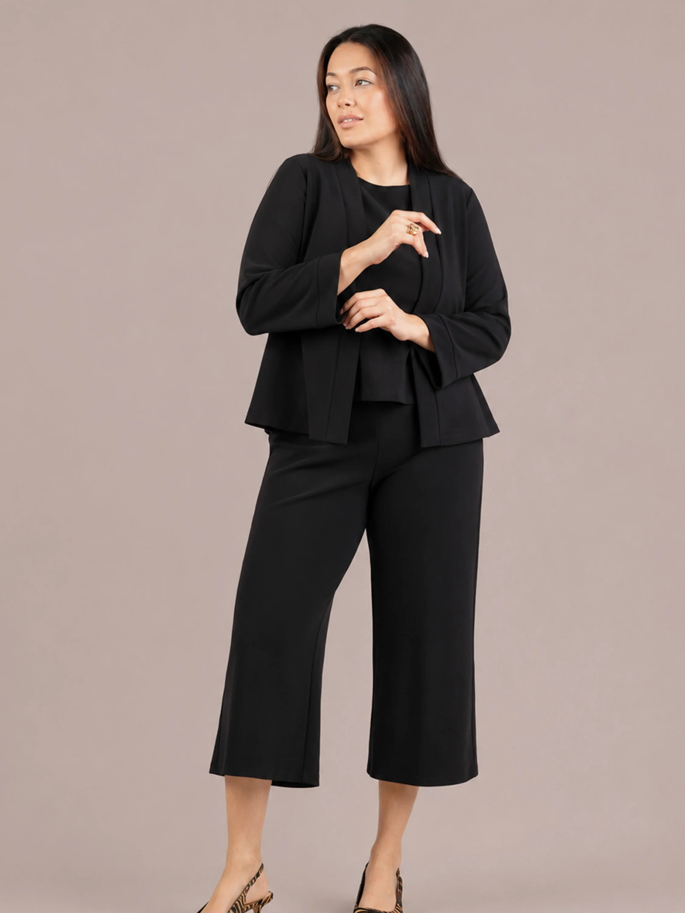 Soffio Crepe Coach Cardigan in Black