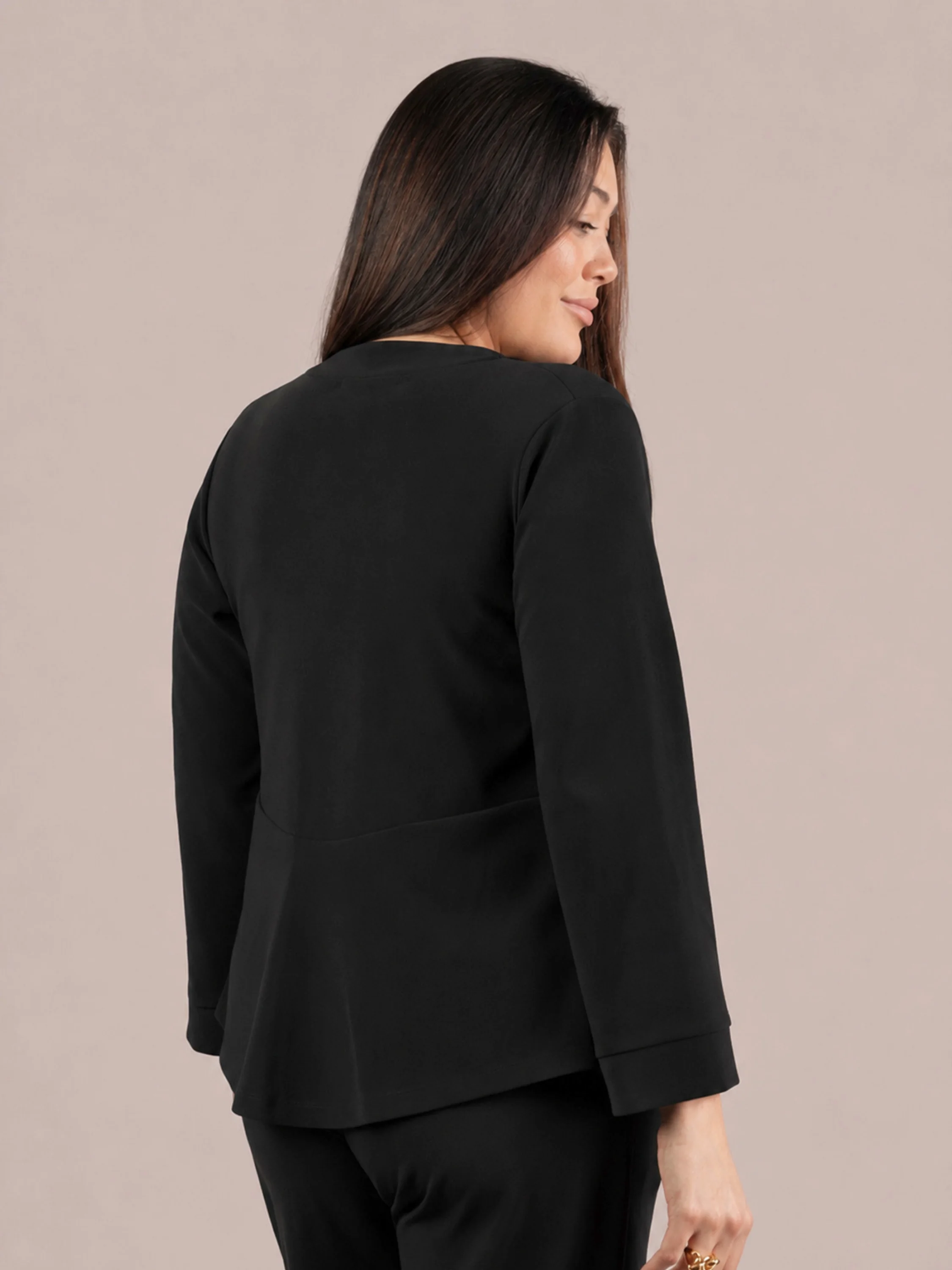 Soffio Crepe Coach Cardigan in Black