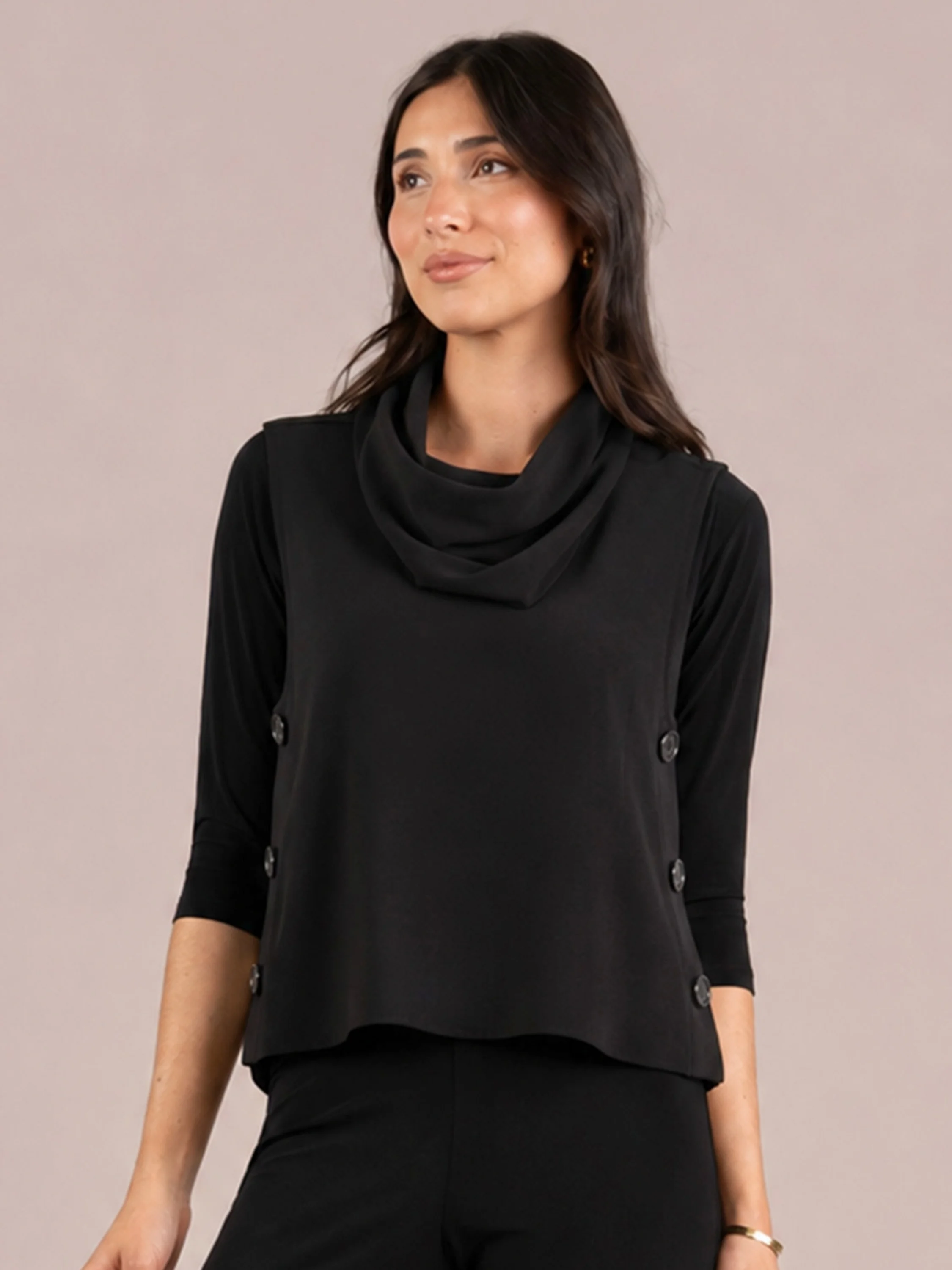 Soffio Crepe Top It Up Smock in Black