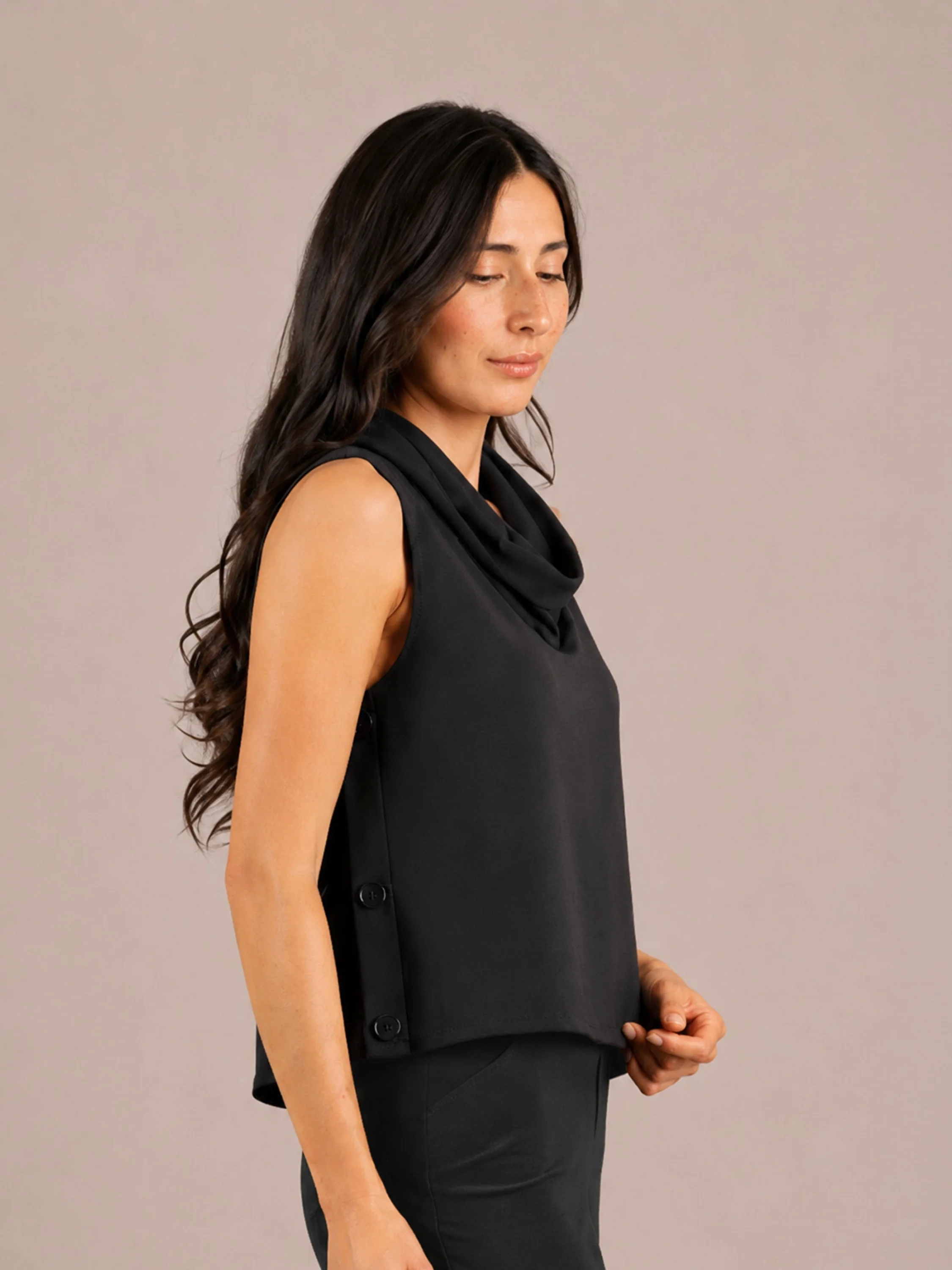 Soffio Crepe Top It Up Smock in Black