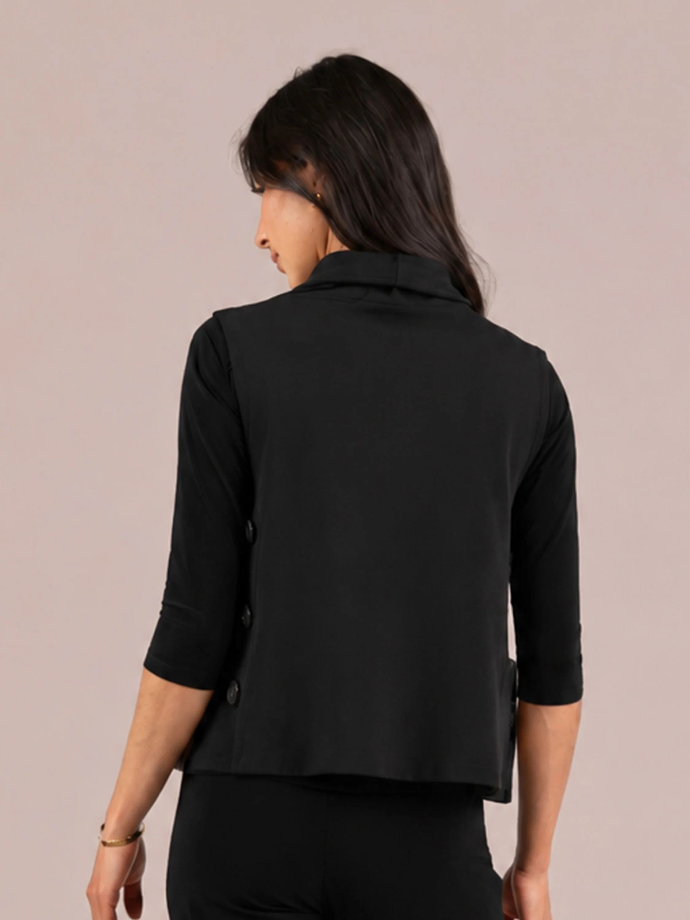 Soffio Crepe Top It Up Smock in Black