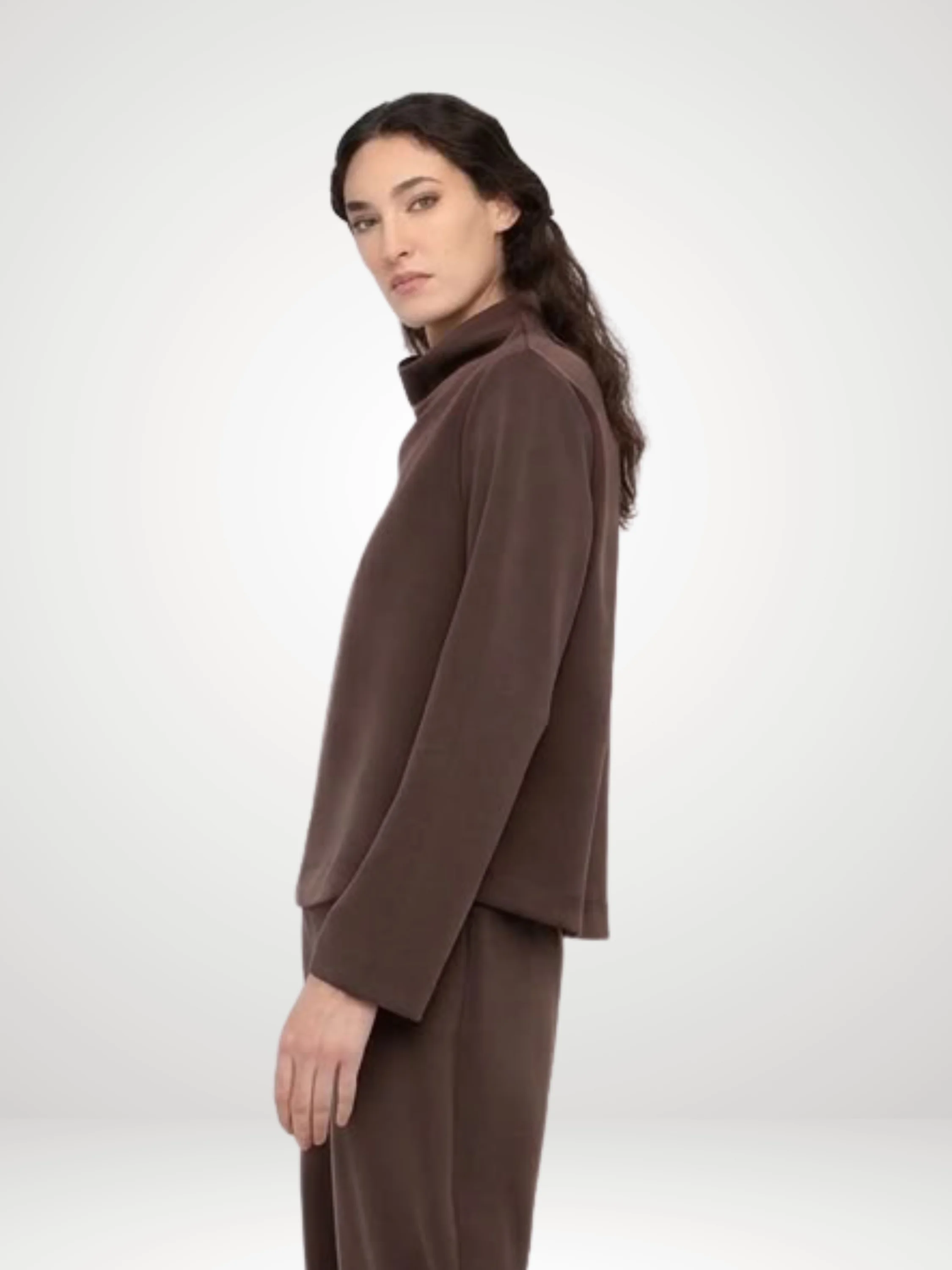 Soft Drape Turtleneck in Brown