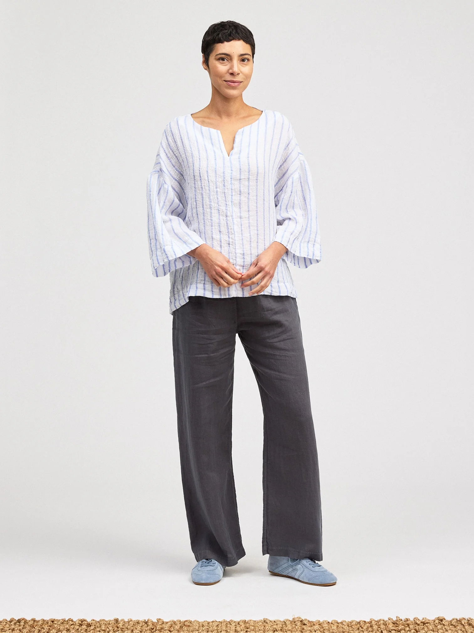 Split Neck Pullover in Laundered