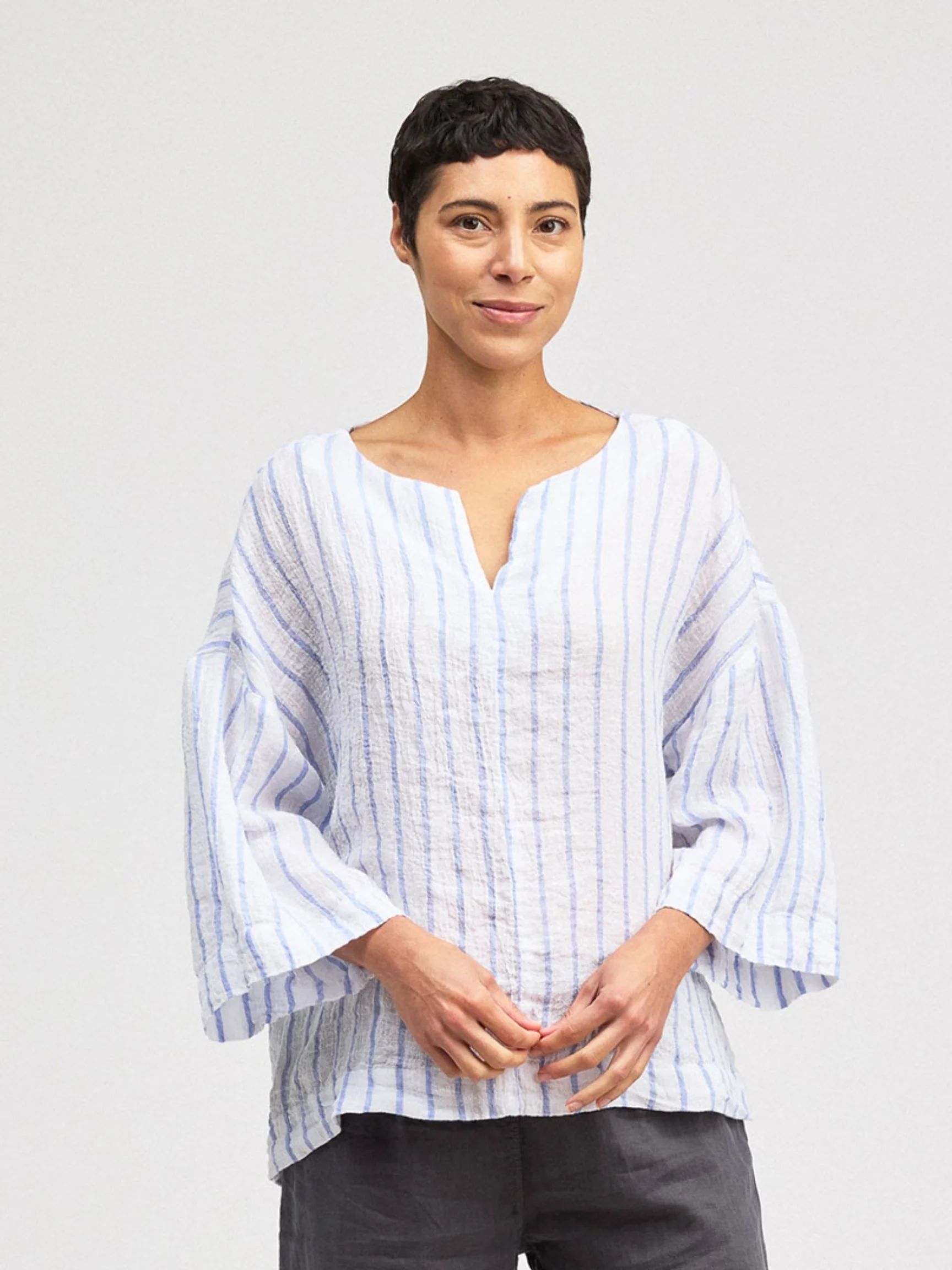 Split Neck Pullover in Laundered