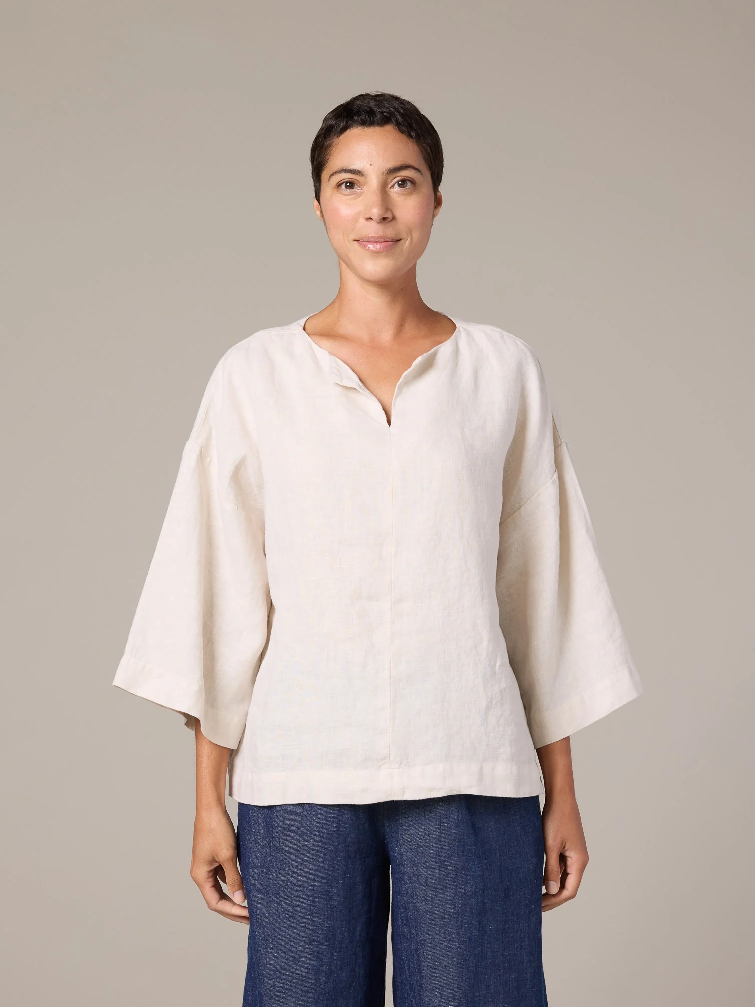 Split Neck Pullover in Jicama