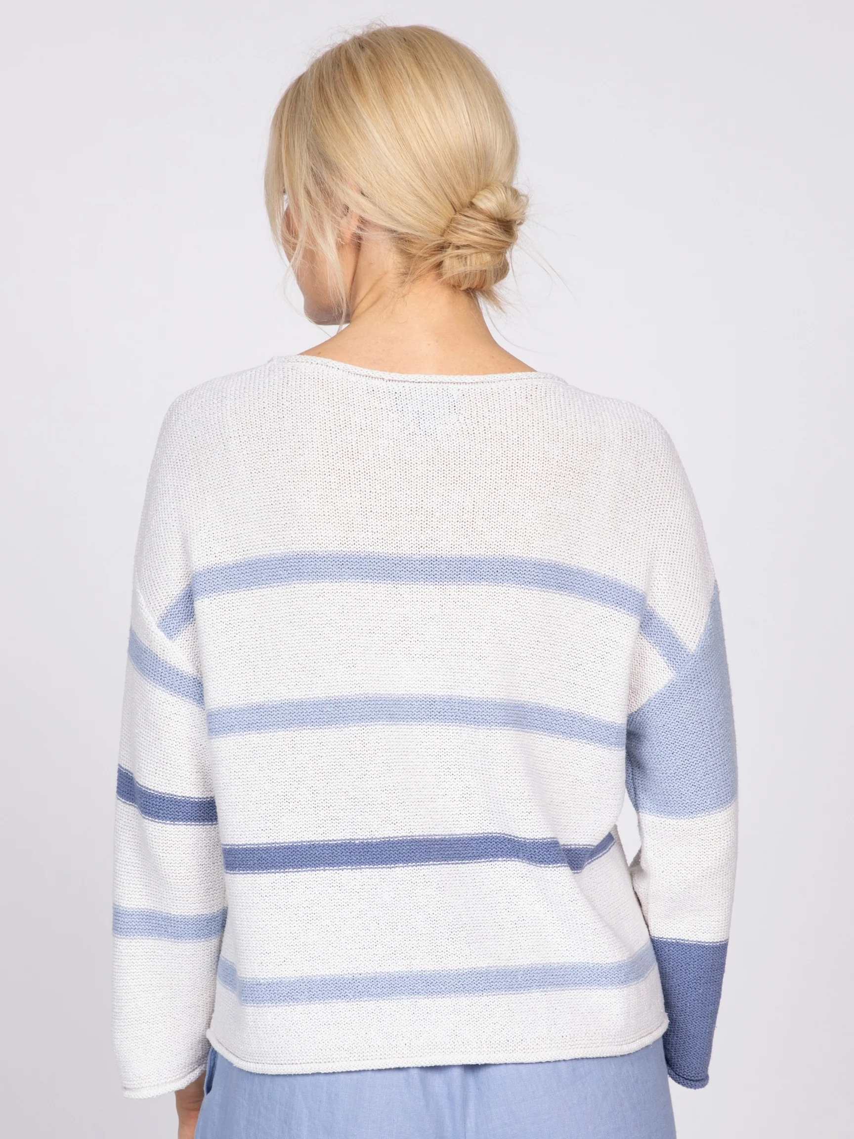 Split Stripes Sweater in Pool